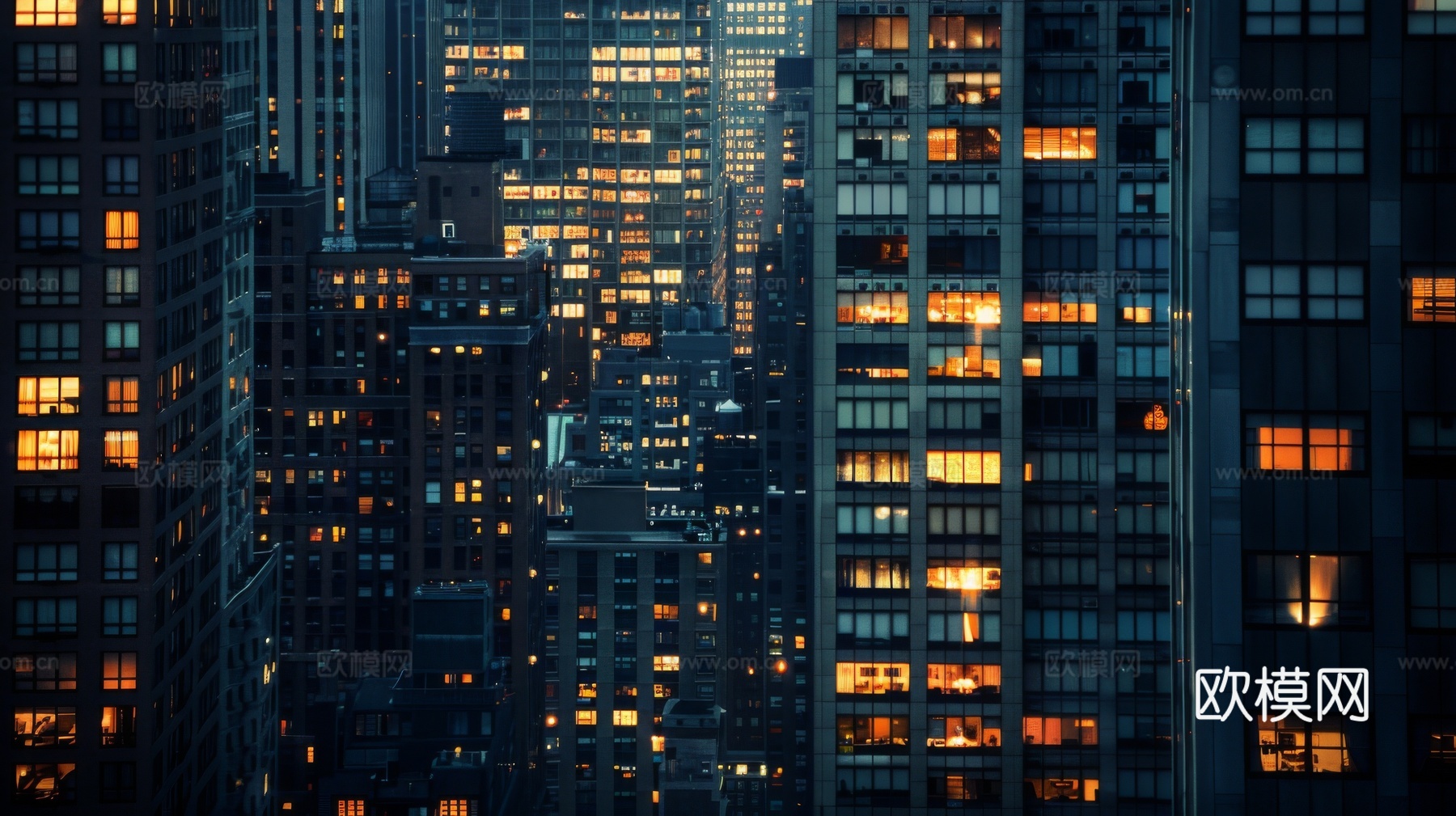 夜晚窗景建筑外立面玻璃幕墙下载（渲染图5）