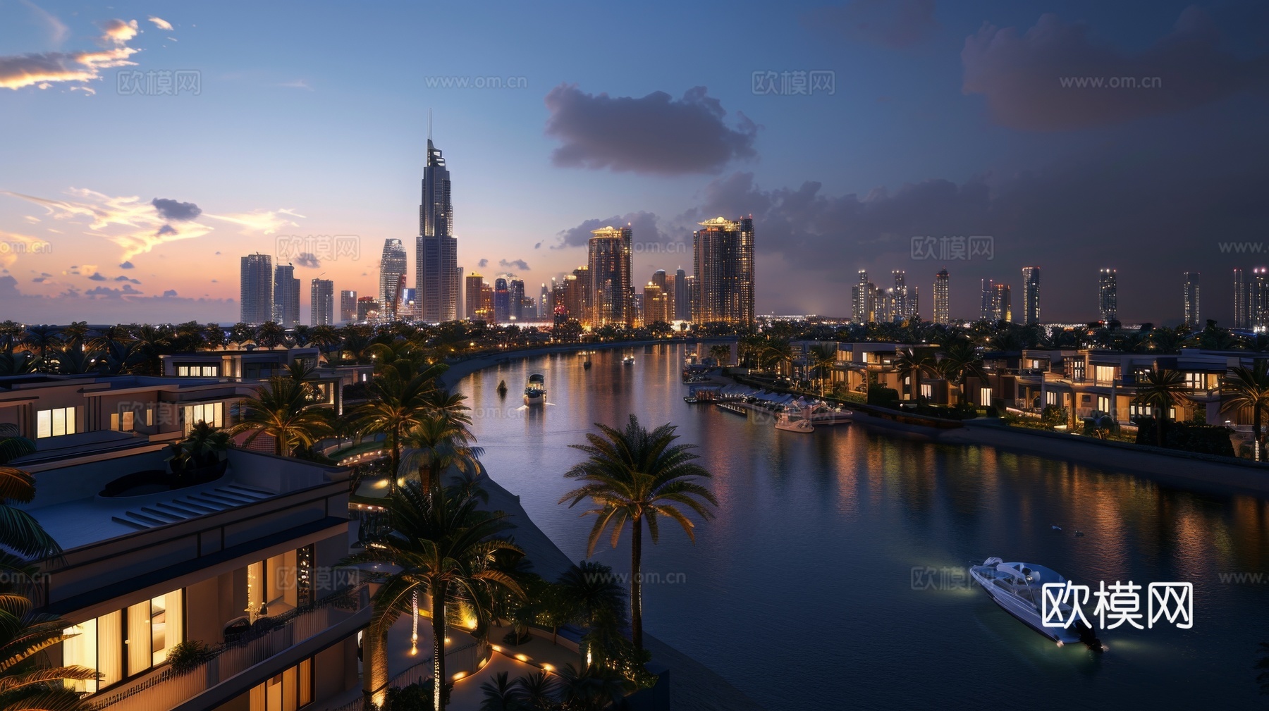 傍晚城市建筑都市风景