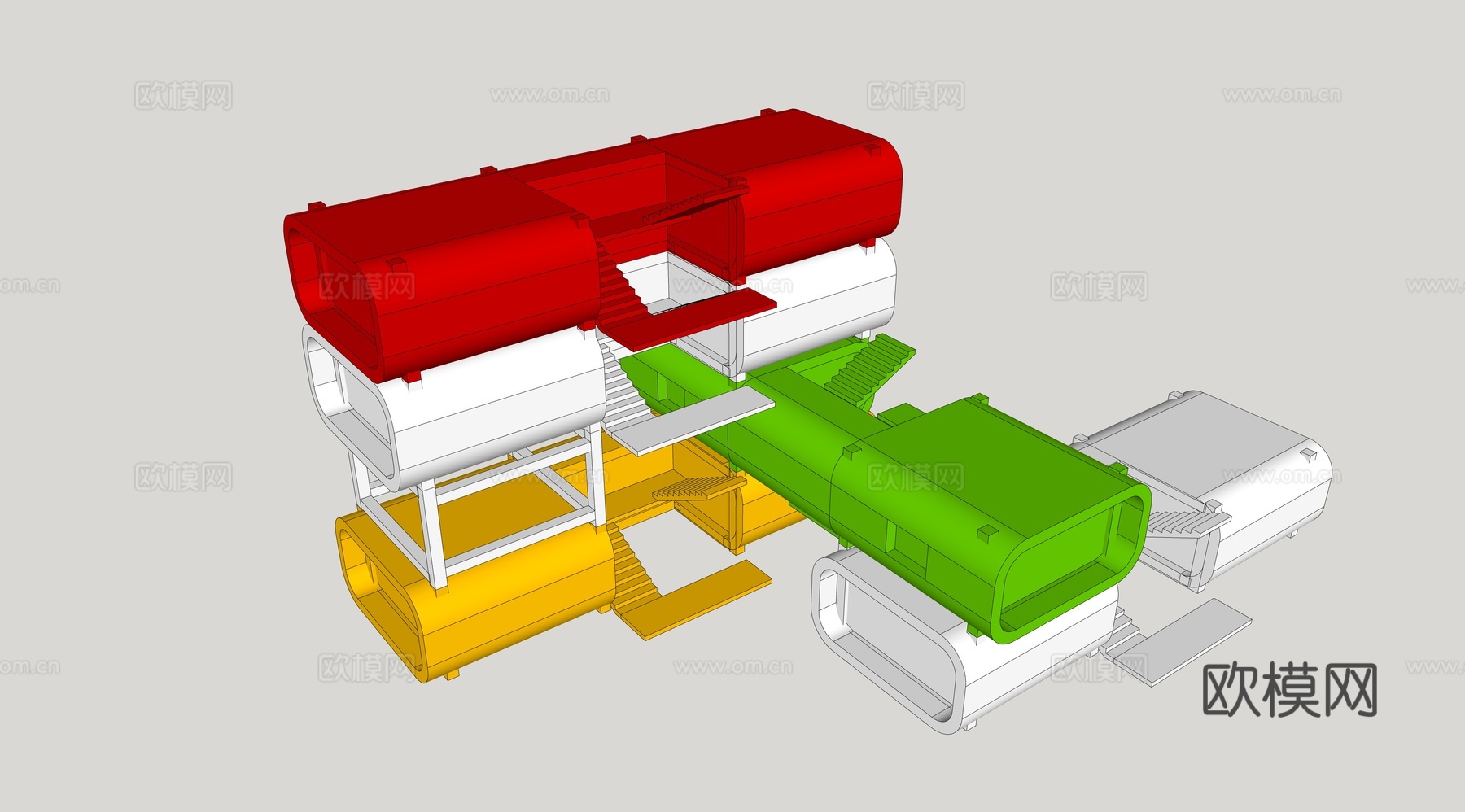 集装箱建筑 集装箱 集装箱装置su模型