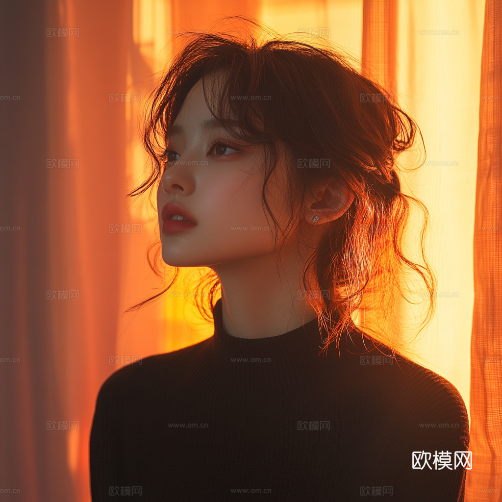 美女人物肖像挂画装饰画下载（渲染图5）