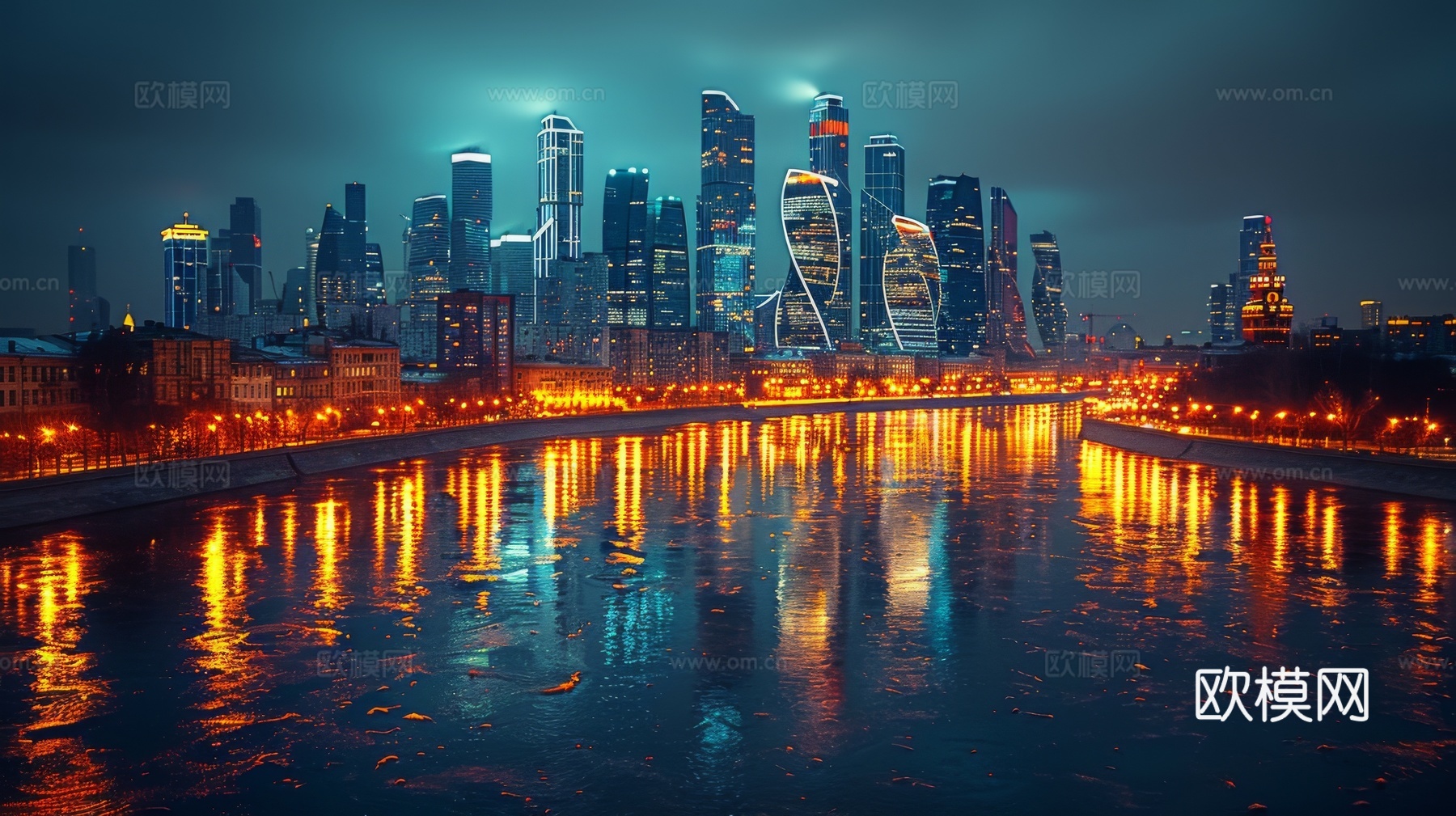 傍晚城市建筑都市风景下载（渲染图1）