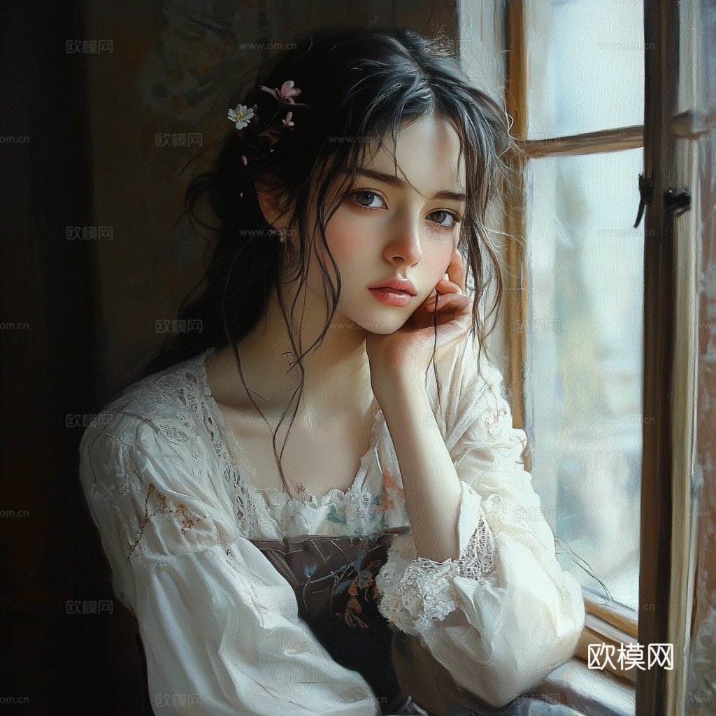 美女人物肖像挂画装饰画