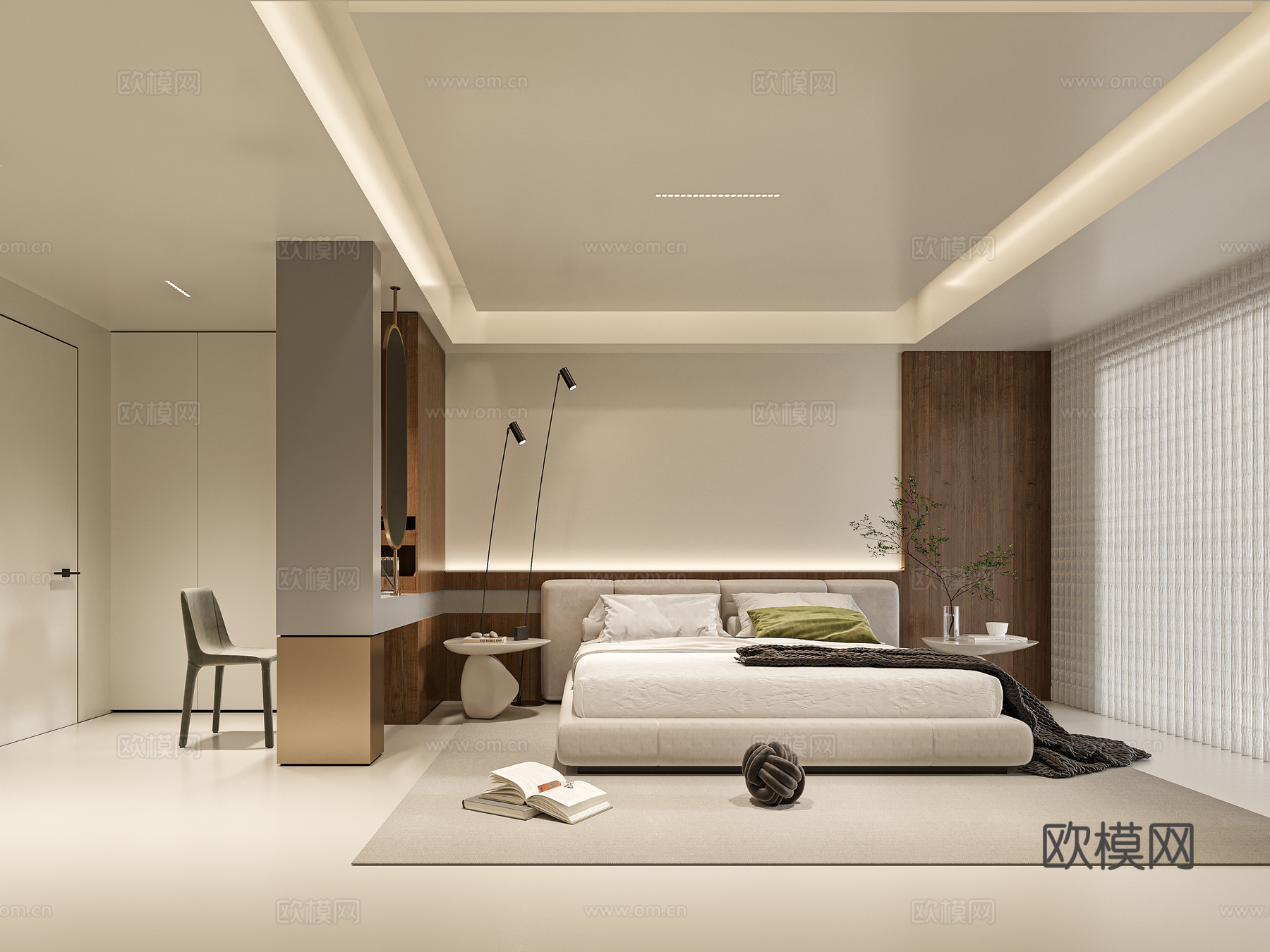 现代极简卧室衣帽间3d模型