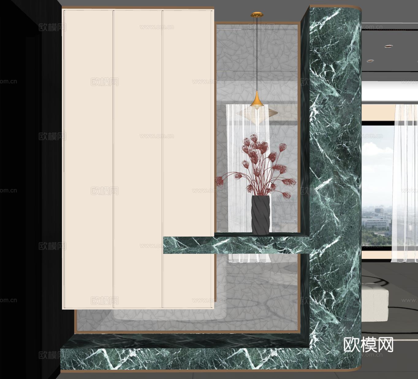 现代玄关过道 装饰性玄关 玄关隔断 入户玄关 门厅su模型