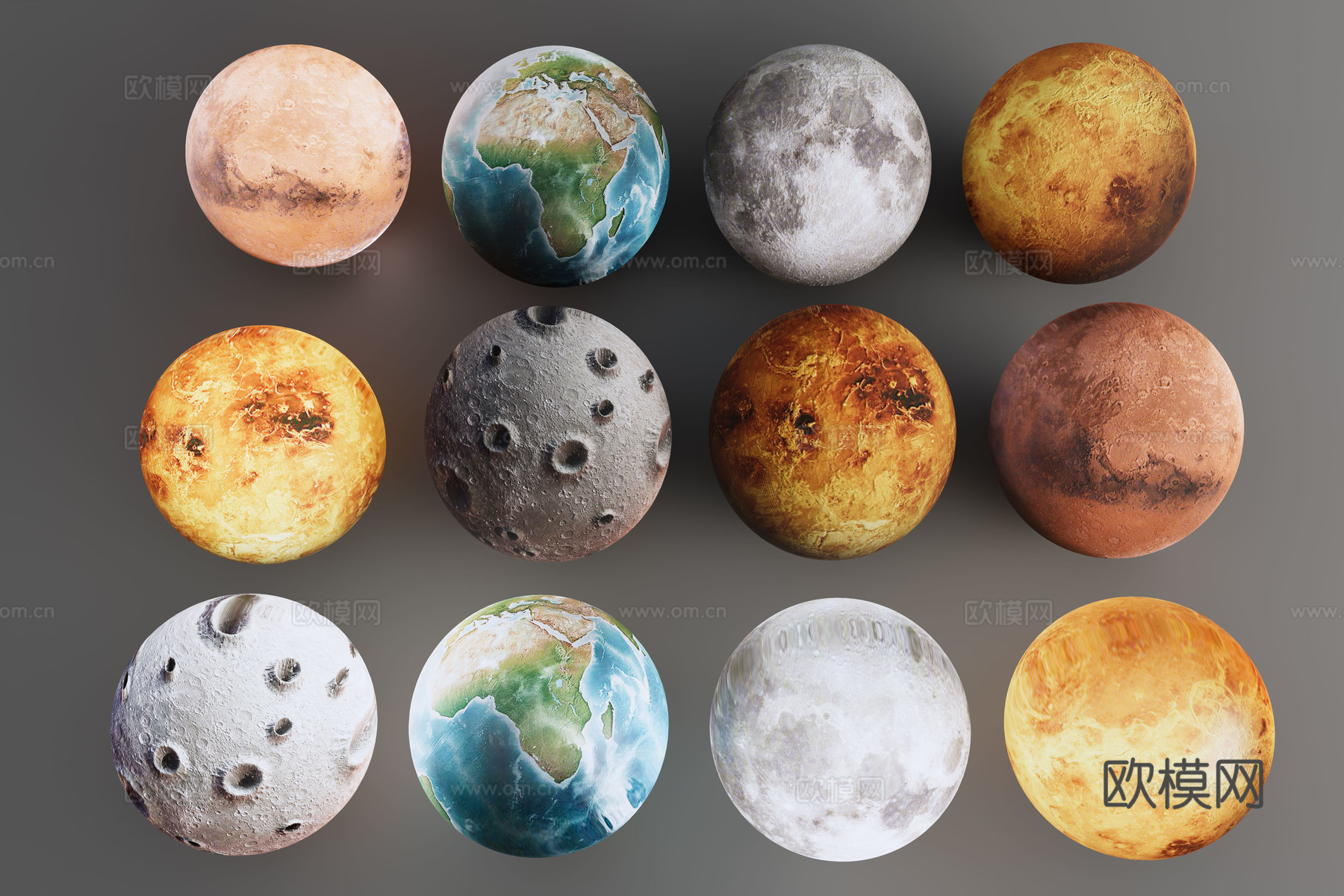 现代星球墙饰挂件 月球 火星 球体 太空 土星 月亮 火星3d模型