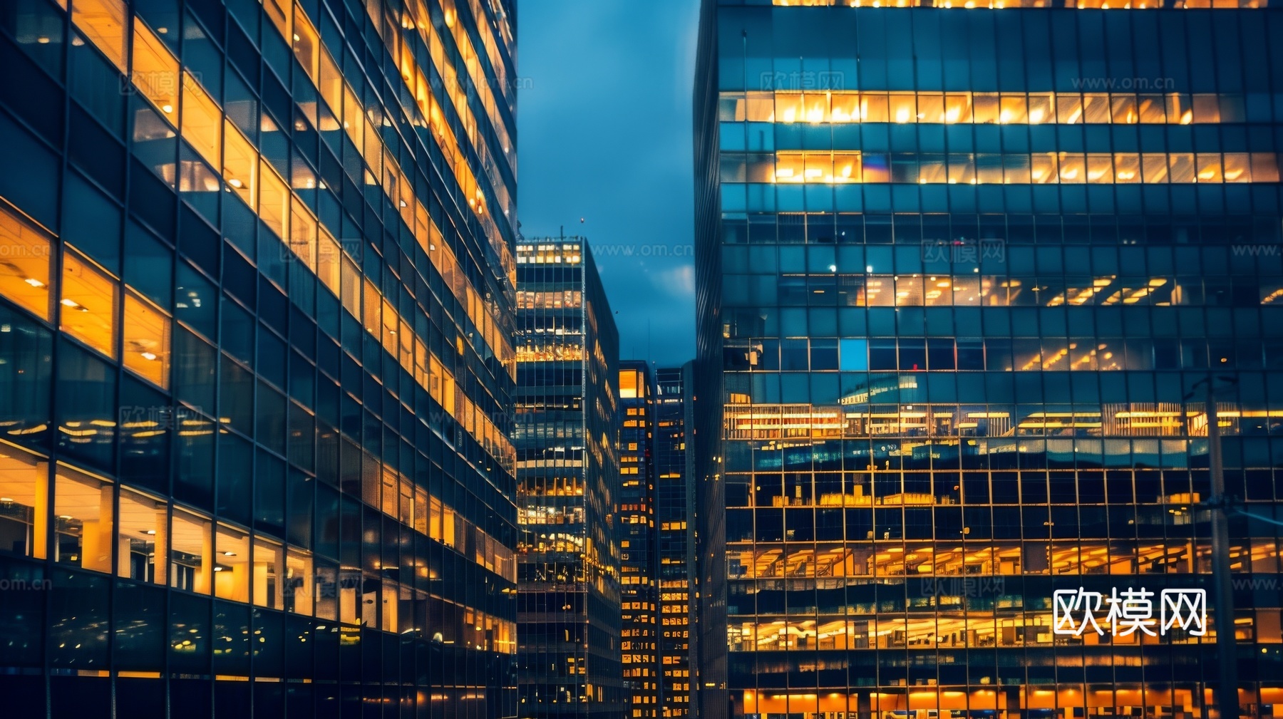 夜晚窗景建筑外立面玻璃幕墙下载（渲染图2）