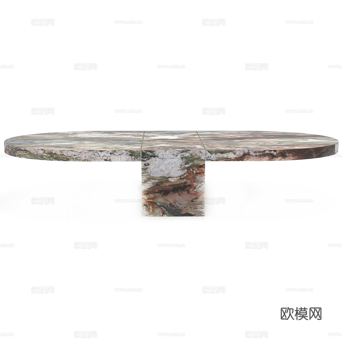 现代意式大理石椭圆茶几3d模型