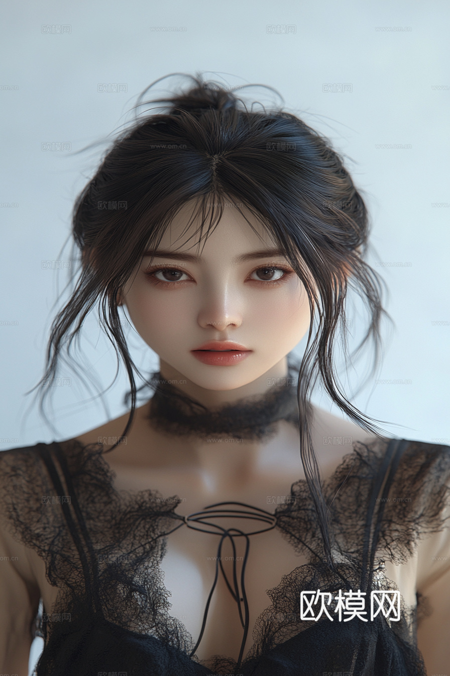 美女人物肖像挂画装饰画下载（渲染图2）