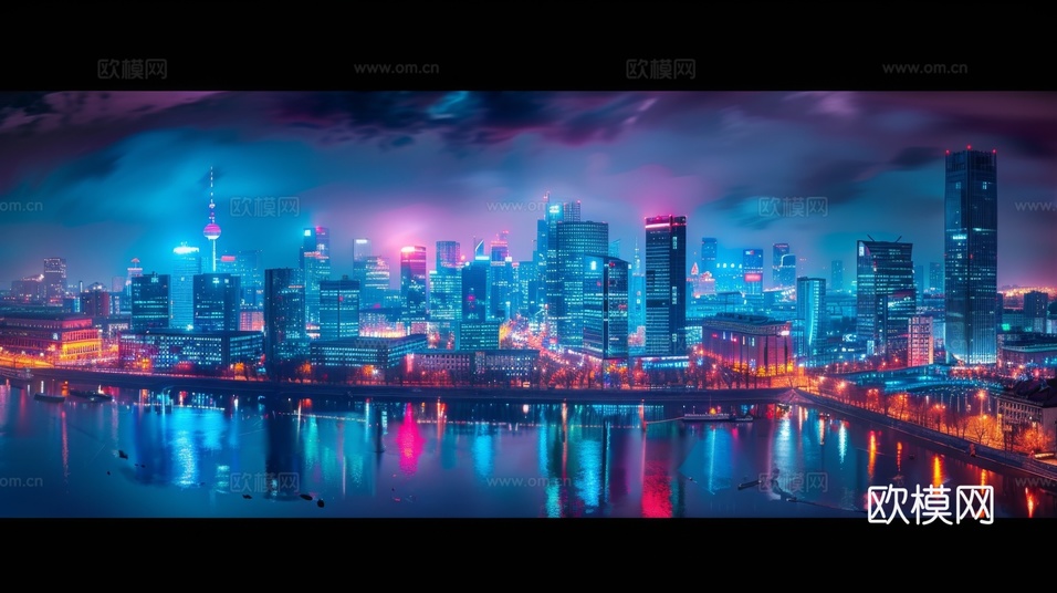 傍晚城市建筑都市風景下載(渲染圖1)