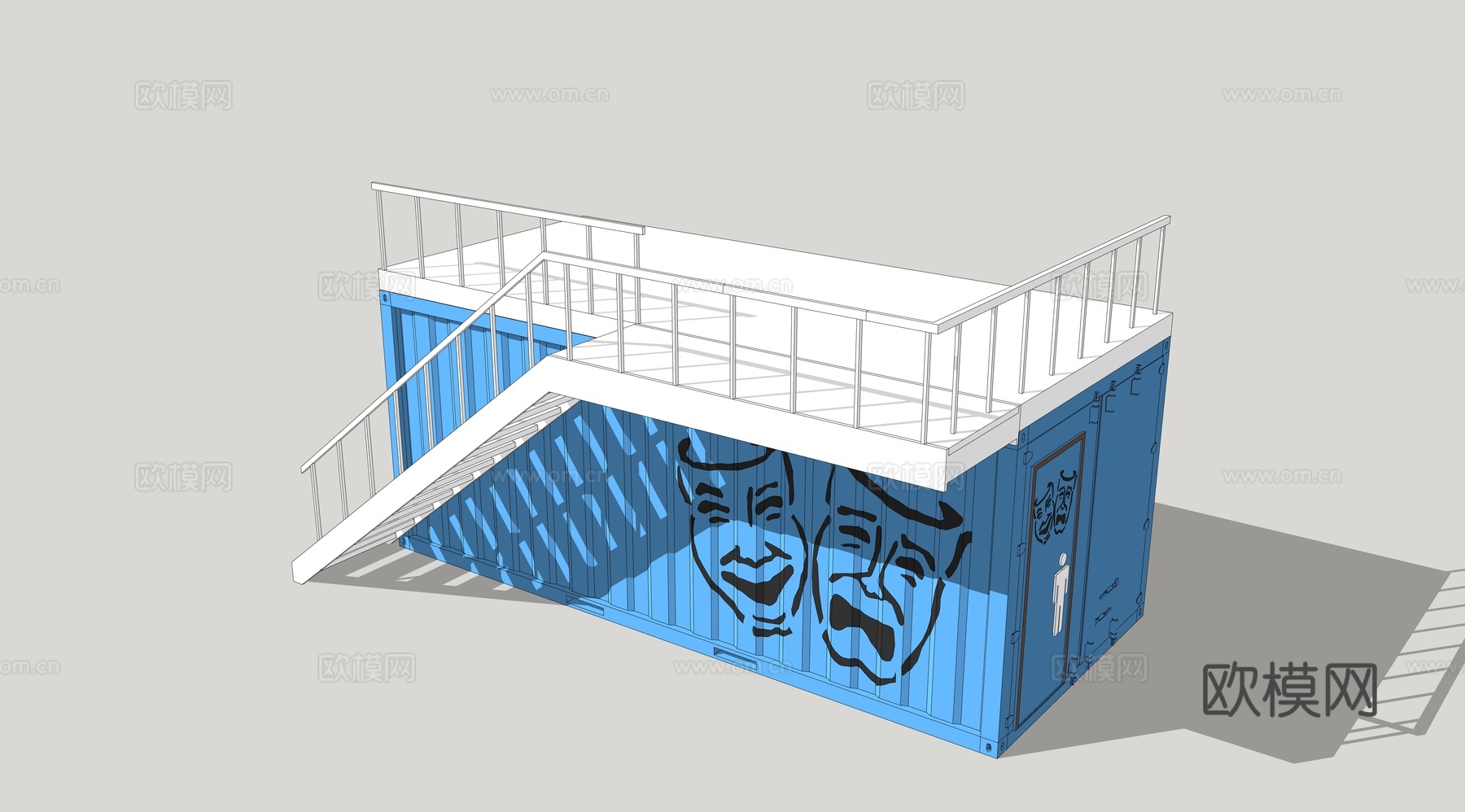 集装箱建筑 临时建筑 集装箱厕所卫生间su模型