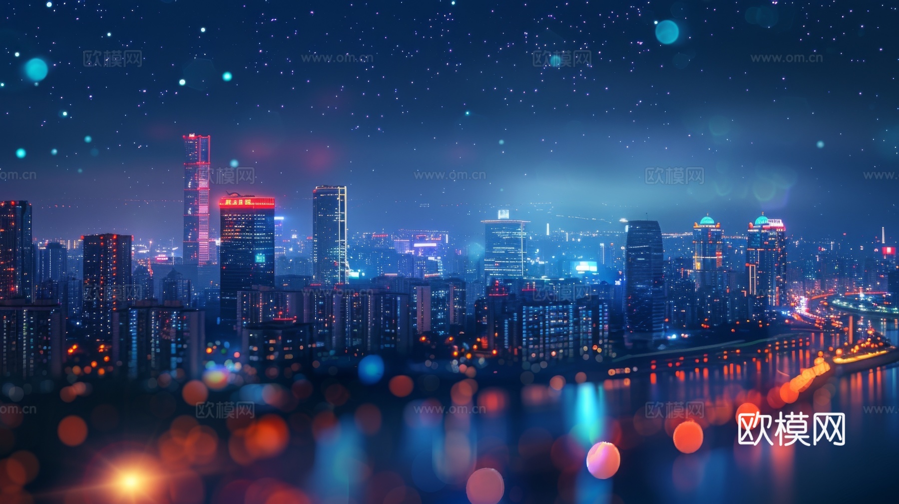 傍晚城市建筑都市风景下载（渲染图1）