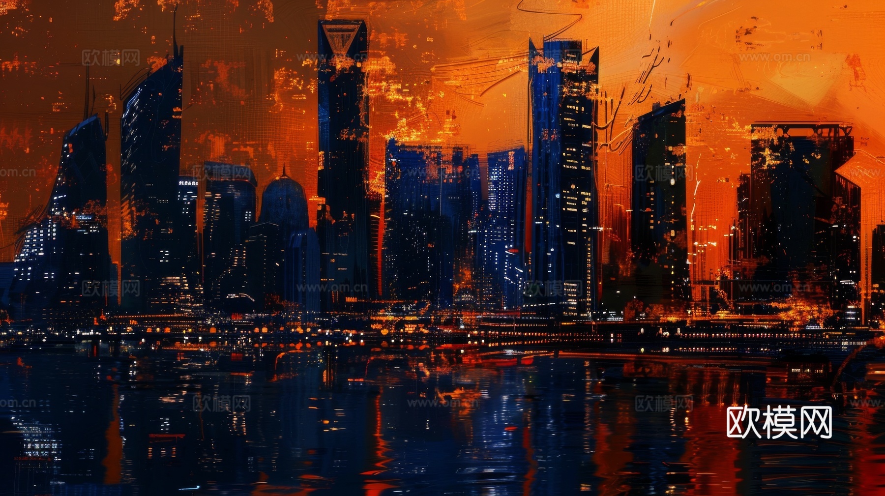 傍晚城市建筑都市风景