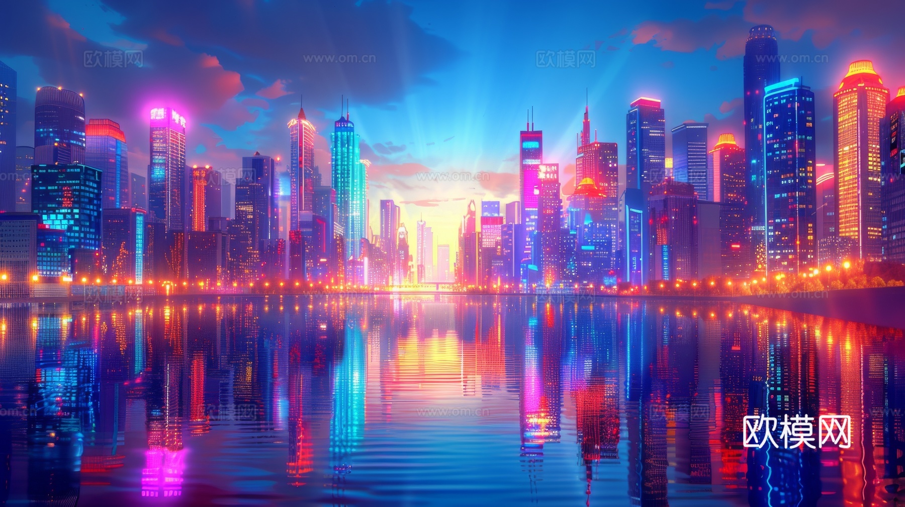 傍晚城市建筑都市风景