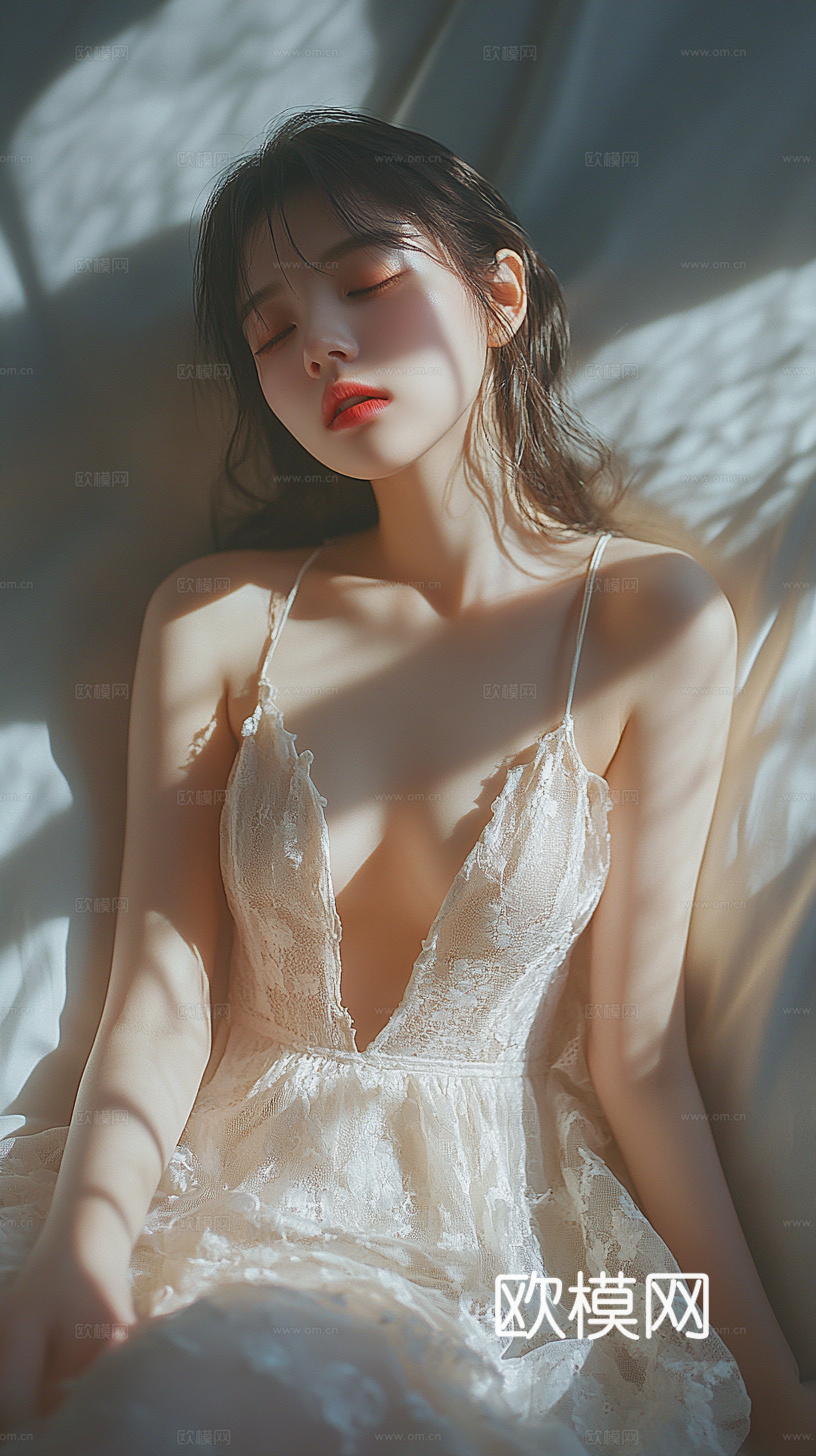 美女人物肖像挂画装饰画下载（渲染图1）