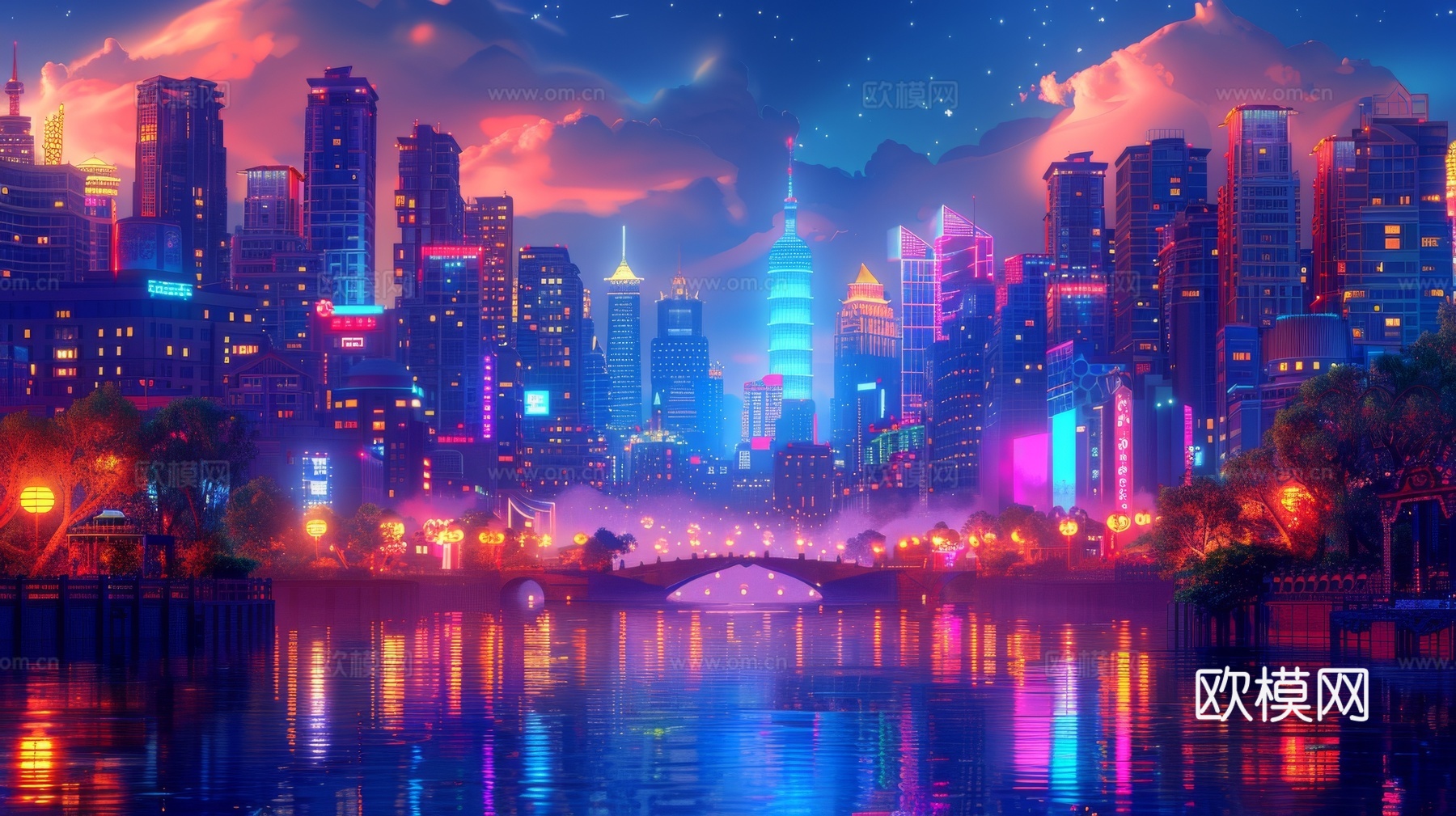 傍晚城市建筑都市风景