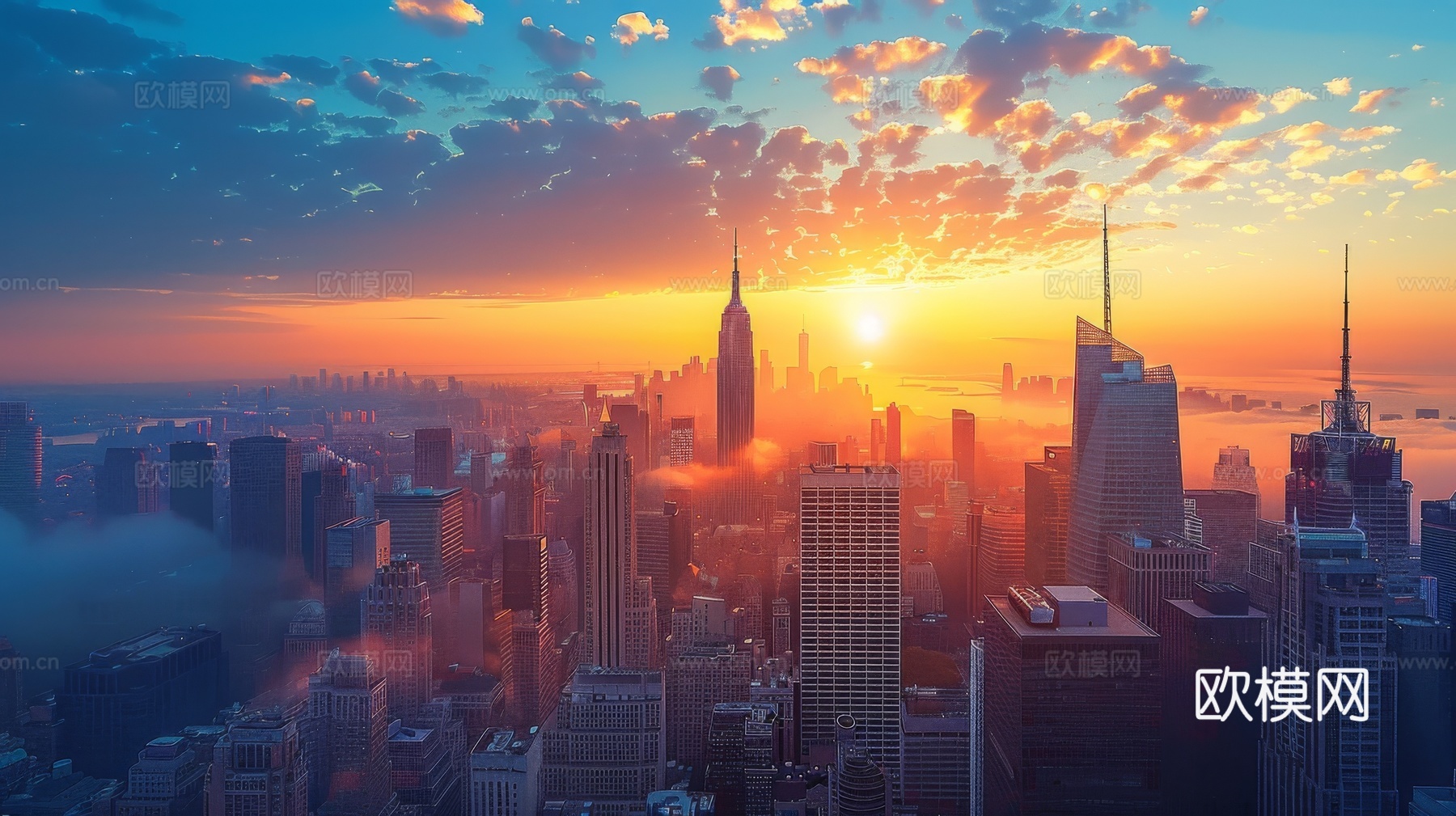 傍晚城市建筑都市风景