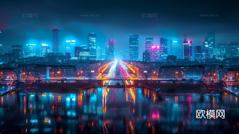 傍晚城市建筑都市風景下載(渲染圖2)