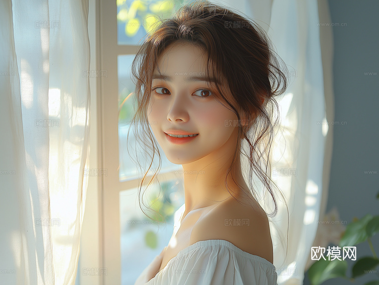 美女人物肖像挂画装饰画下载(渲染图7)
