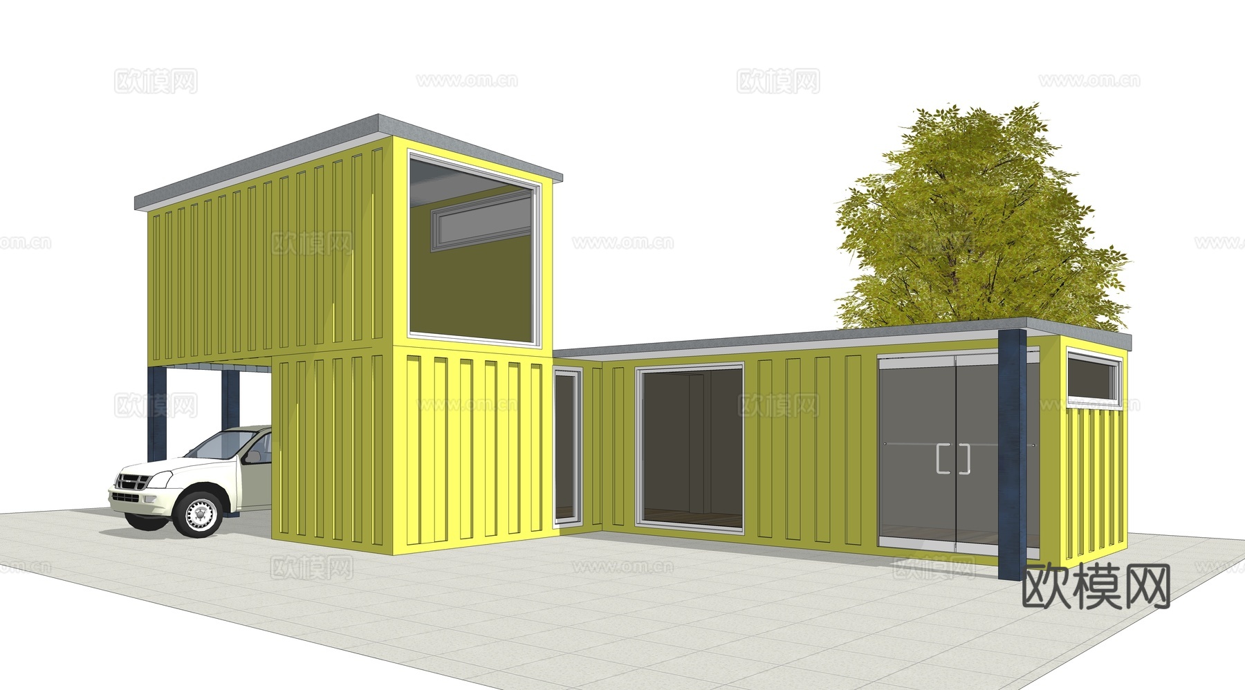 集装箱建筑 集装箱休息驿站 临时建筑su模型