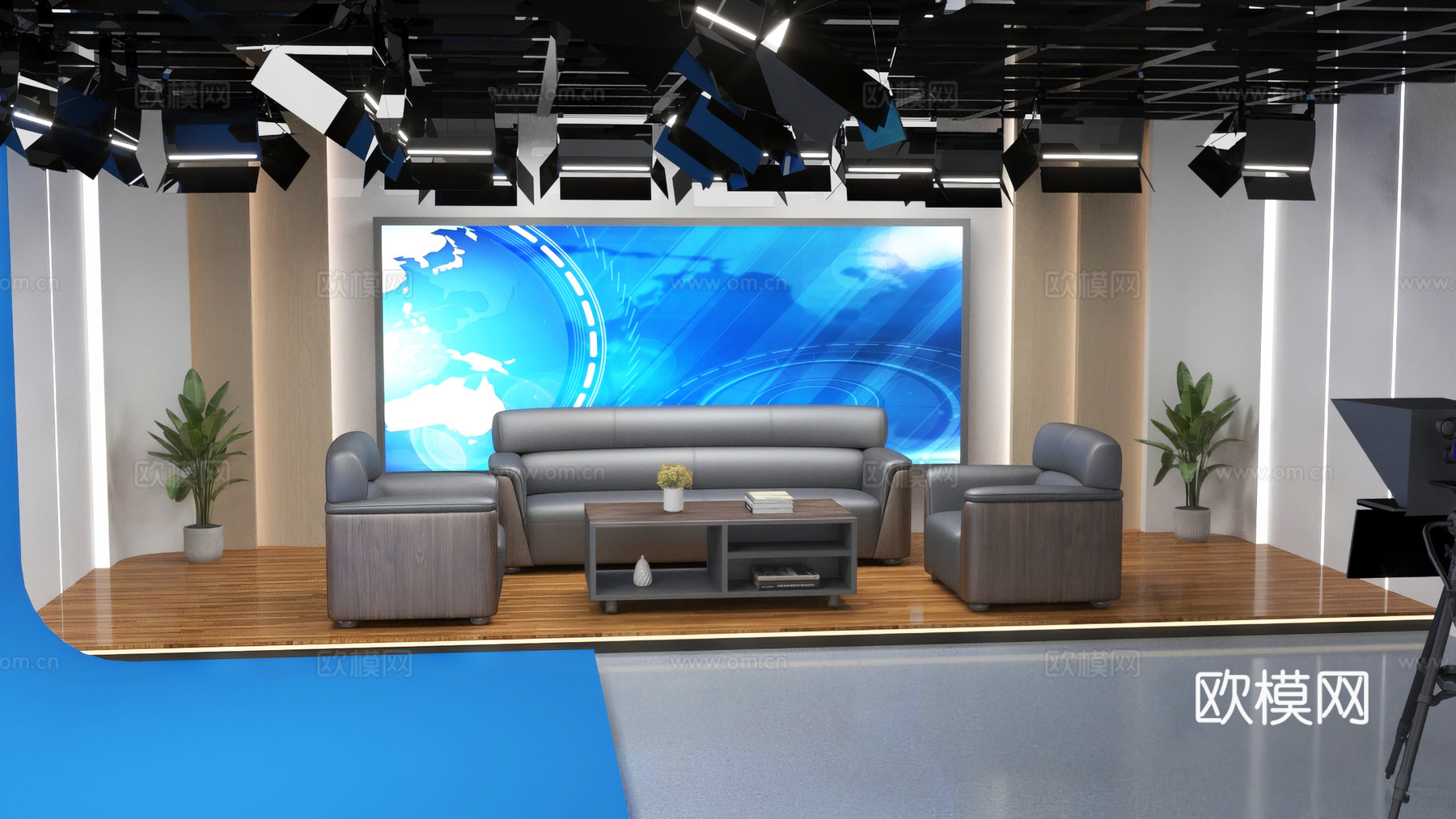演播室 直播间 访谈3d模型