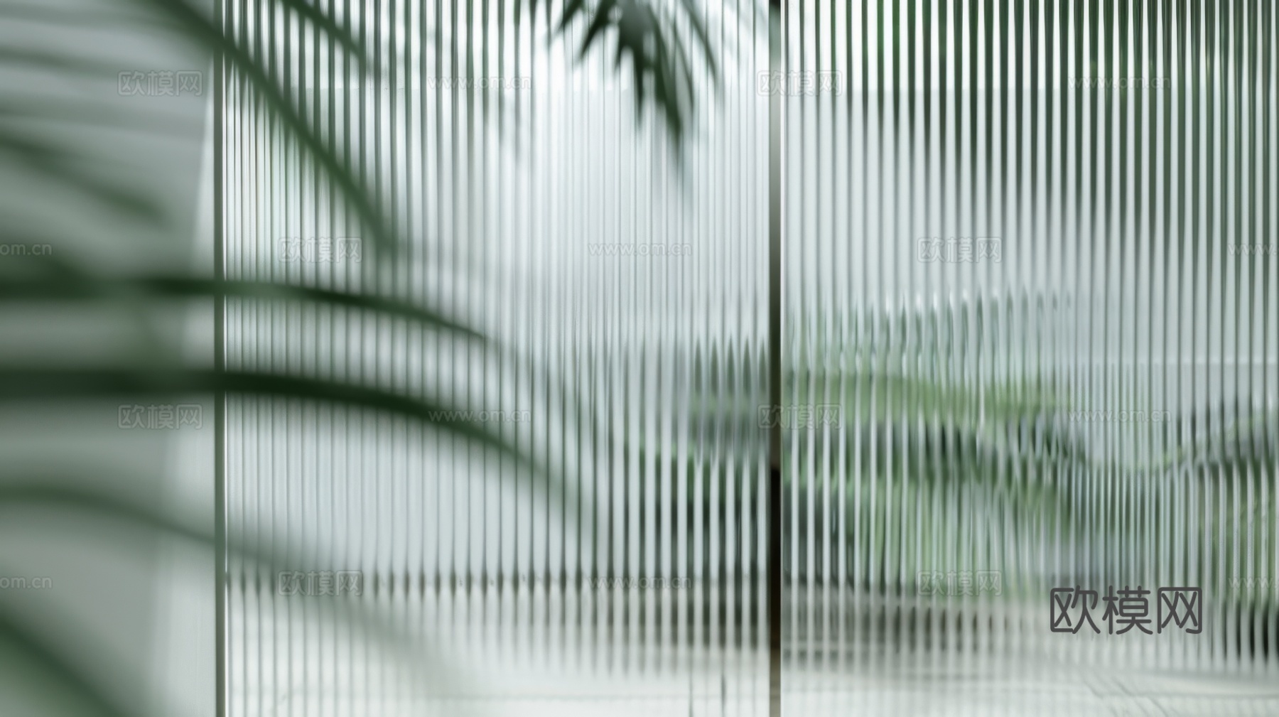 夹丝磨砂玻璃幕墙植物隔断下载（渲染图3）