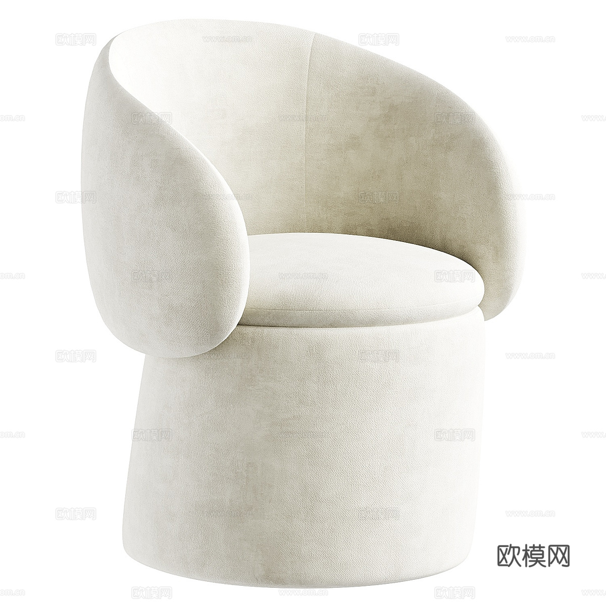 现代意式奶油风布艺餐椅3d模型