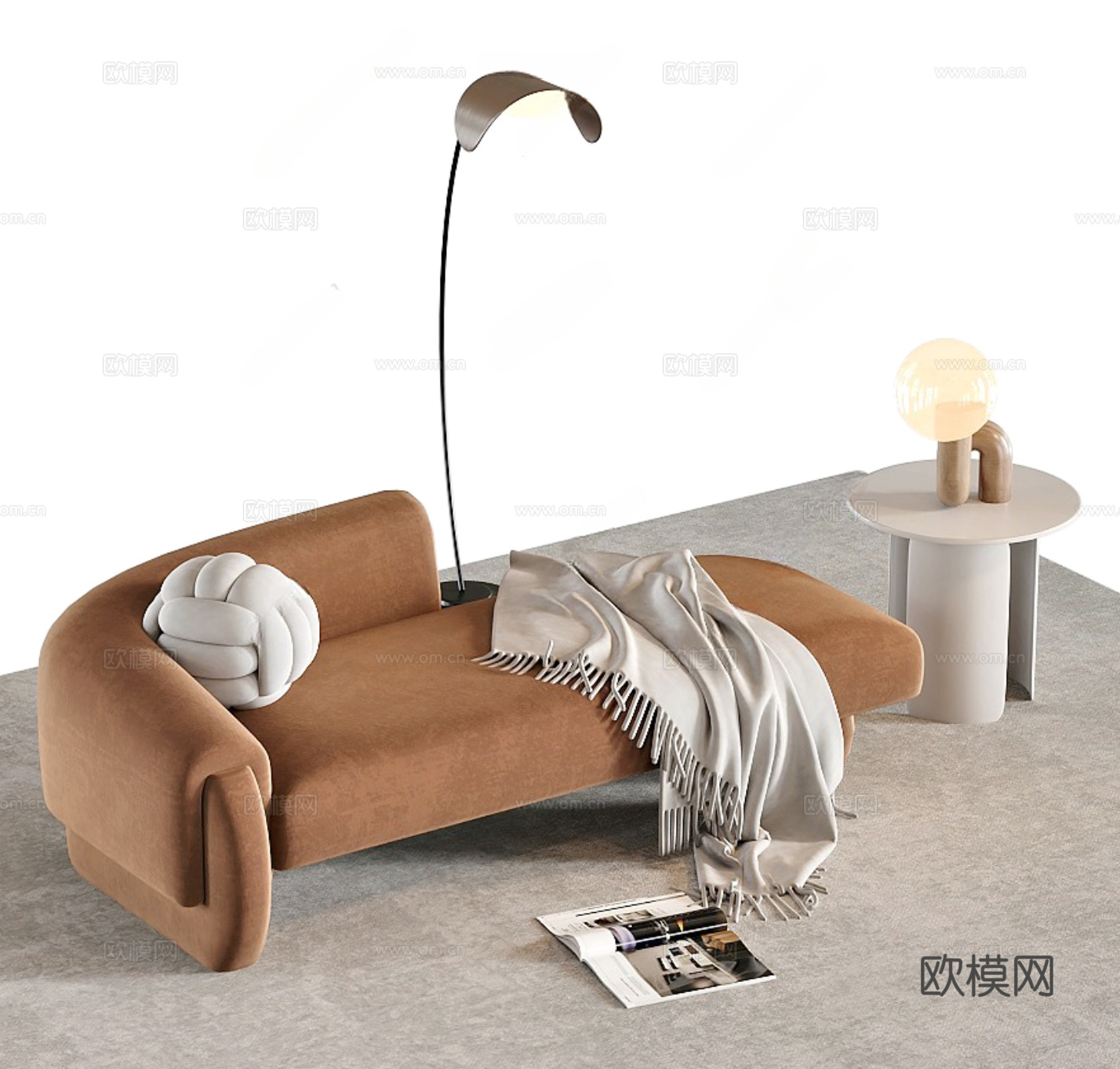 现代贵妃椅 沙发凳3d模型