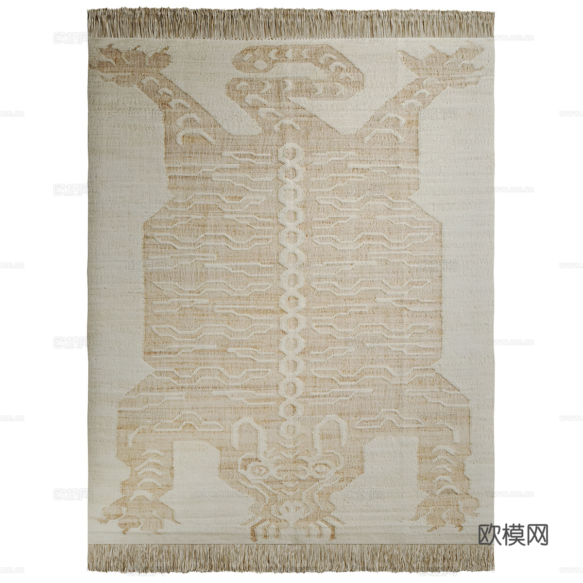 新中式布艺地毯3d模型