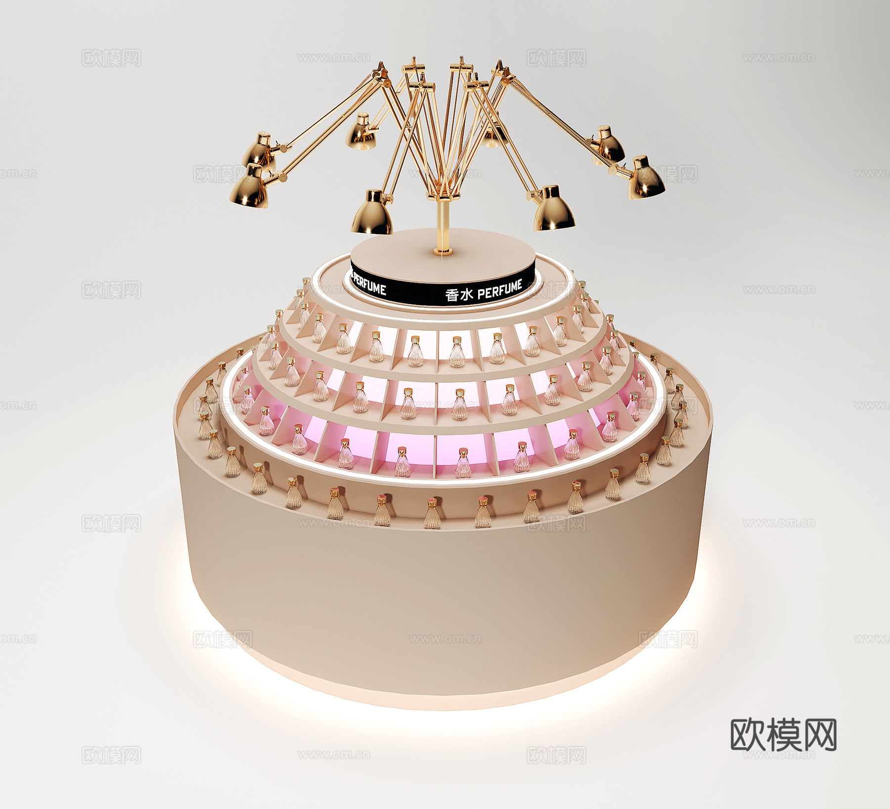 现代化妆品中岛展台3d模型