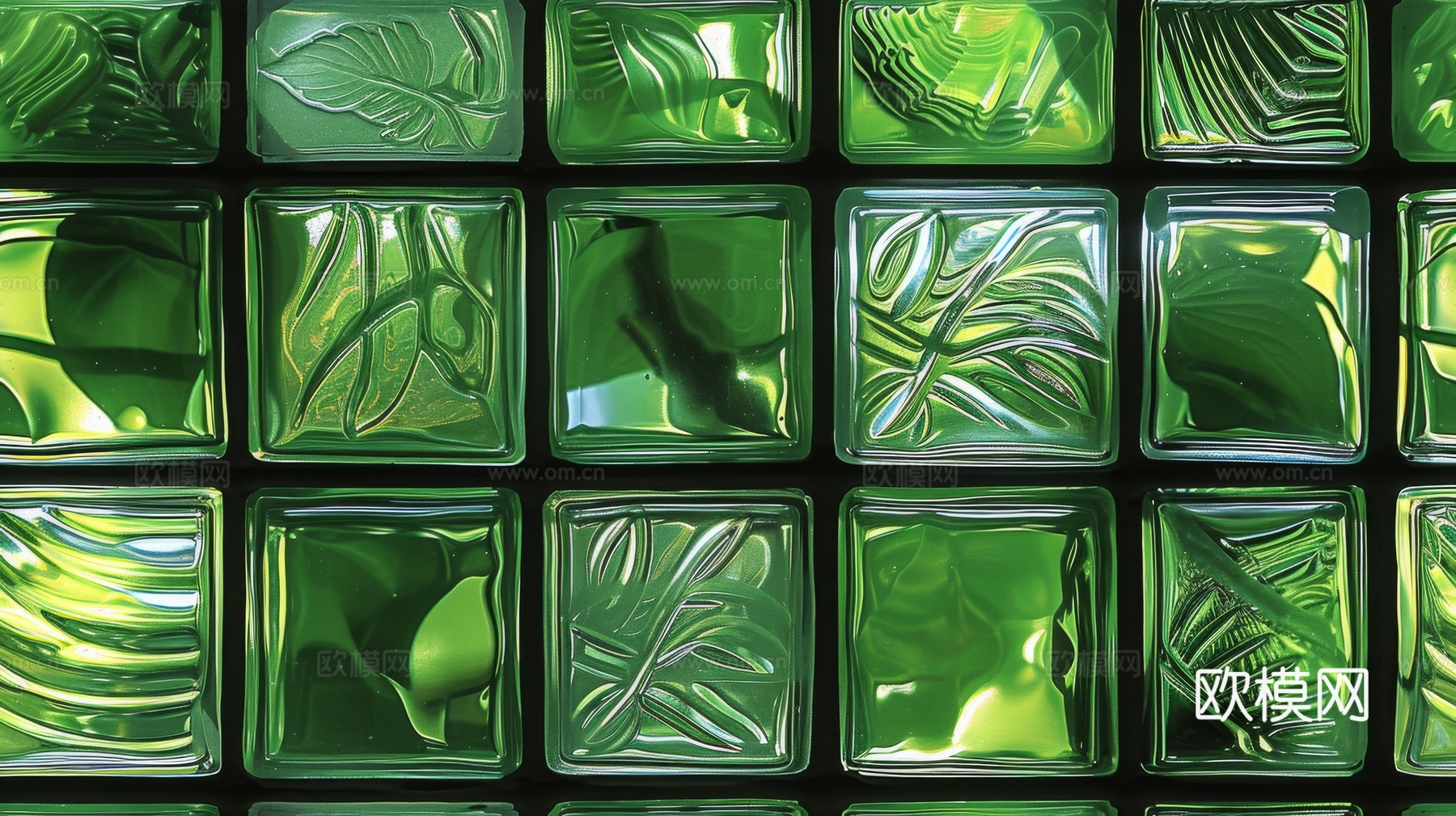 夹丝磨砂玻璃幕墙植物隔断下载（渲染图4）