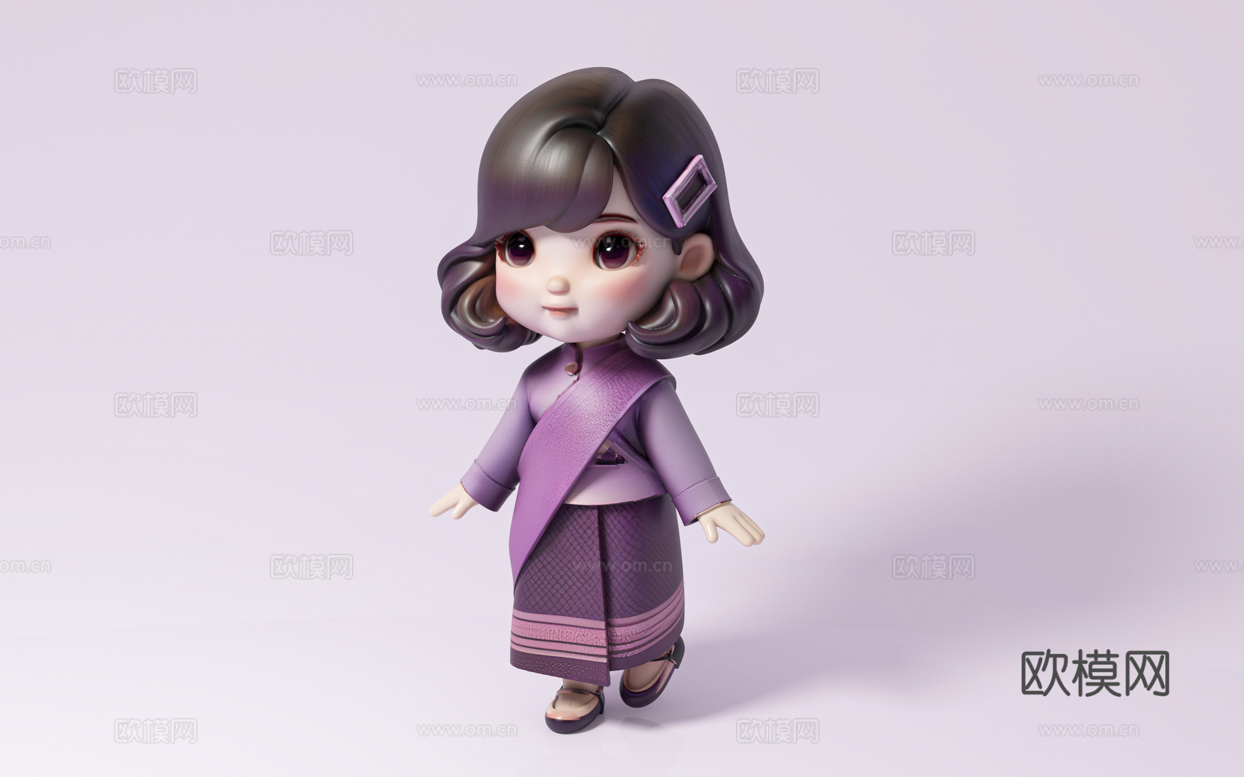 妇女女孩 少女美女 Q版人物 卡通人物 动漫风格 手办摆件3d模型