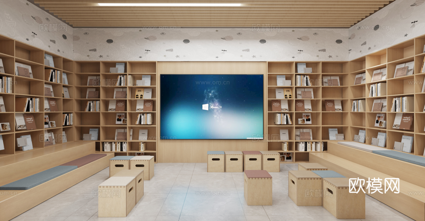 图书馆 阅览室 休闲阅读 社团活动3d模型