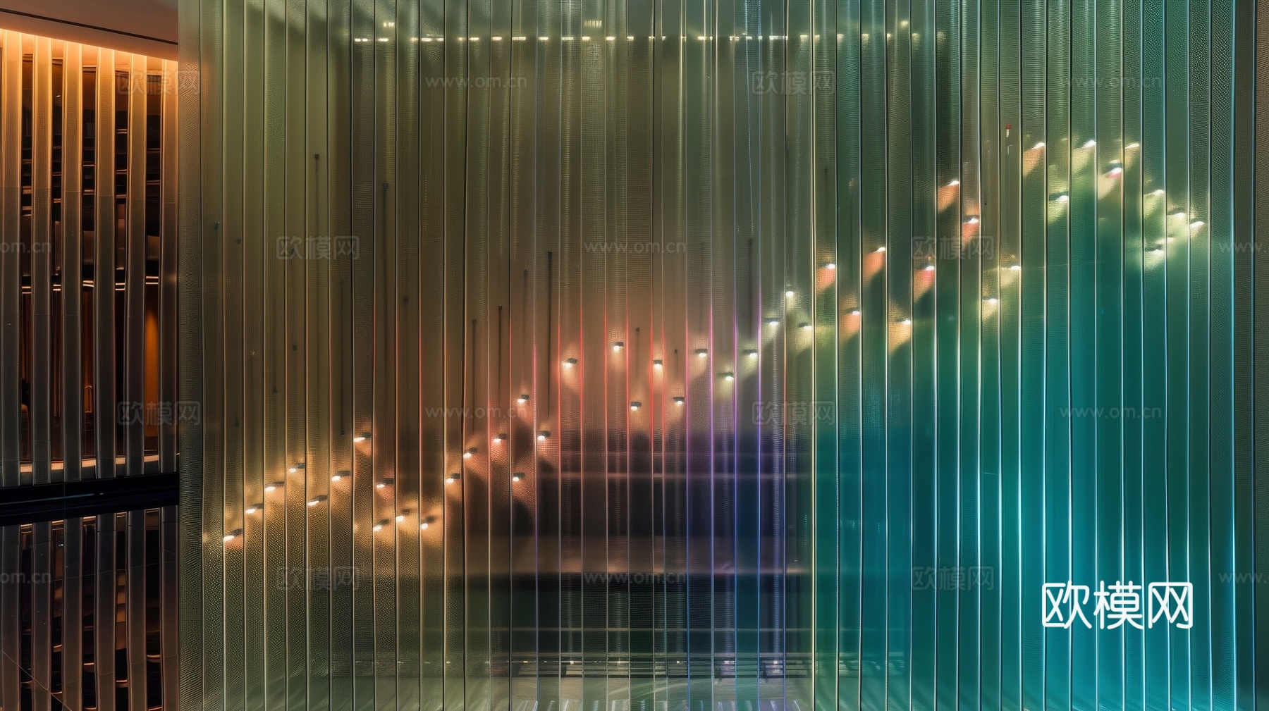 夹丝艺术玻璃幕墙隔断下载（渲染图8）