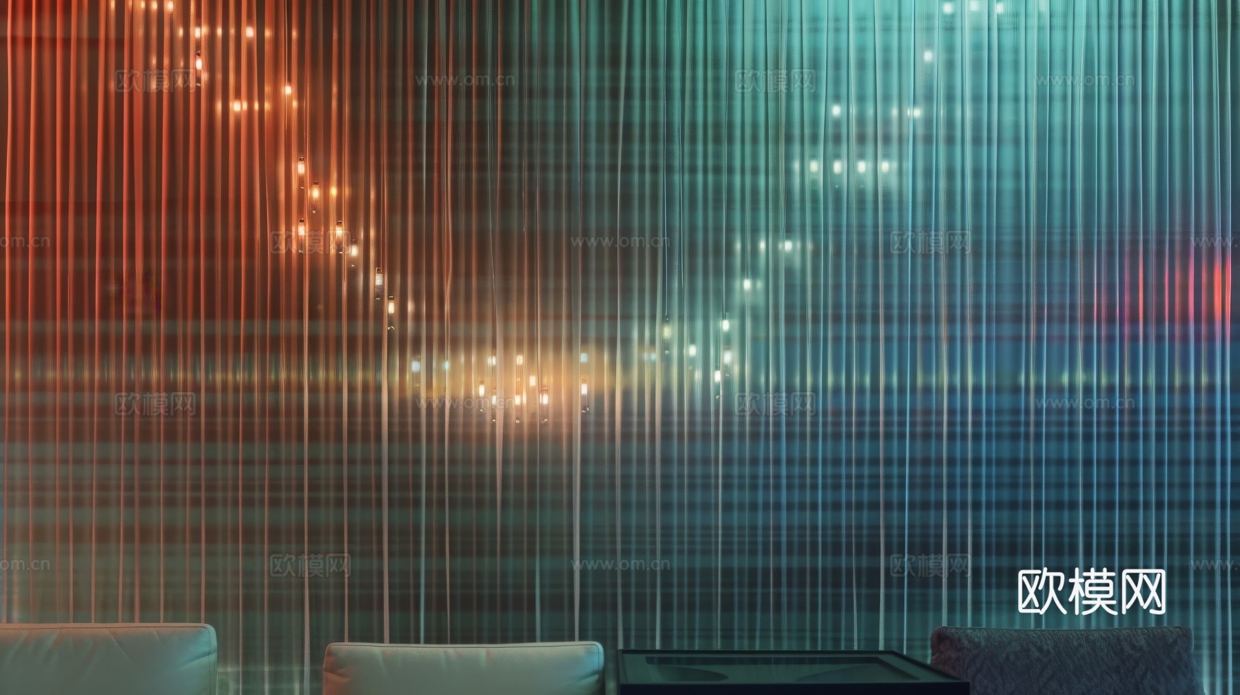 夹丝艺术玻璃幕墙隔断下载（渲染图5）