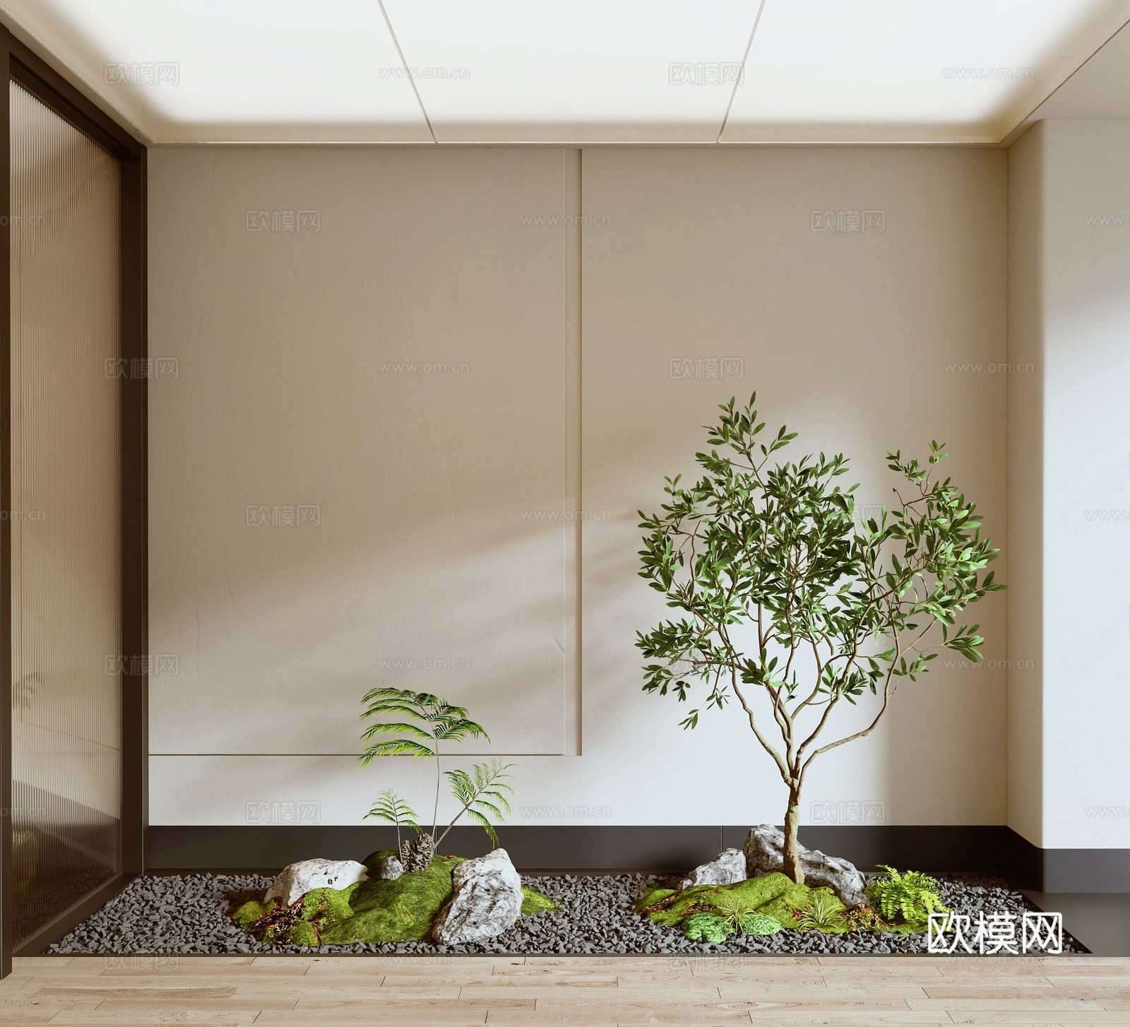现代室内景观 绿植造景 新中式室内景观造景 天井造景 室内植3d模型