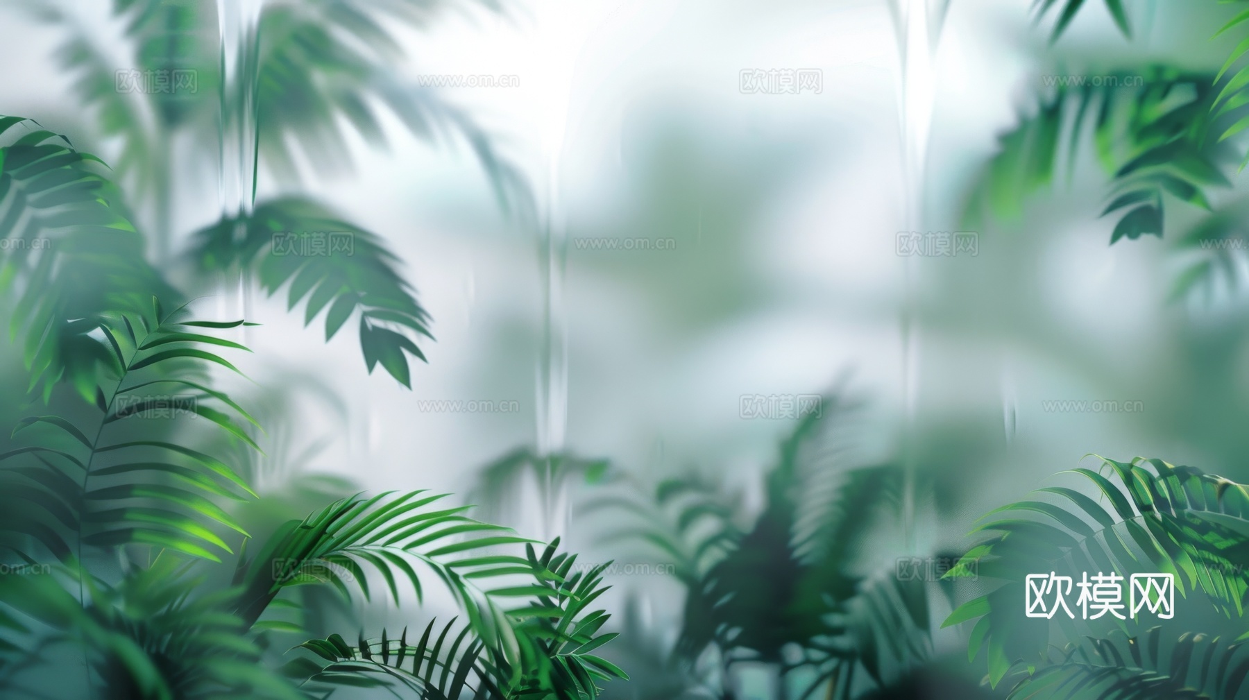 夹丝磨砂玻璃幕墙植物隔断