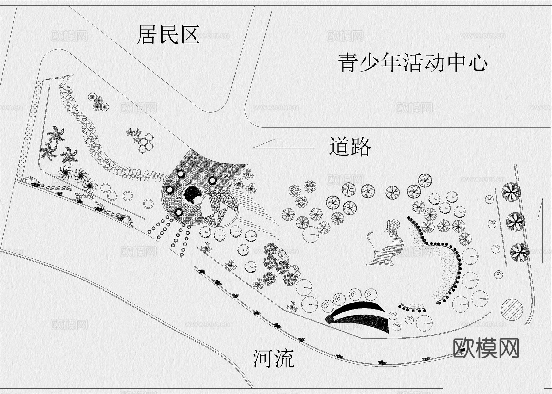 滨水公园 湿地公园 滨河公园 河道公园 滨水景观 滨湖公园cad施工图