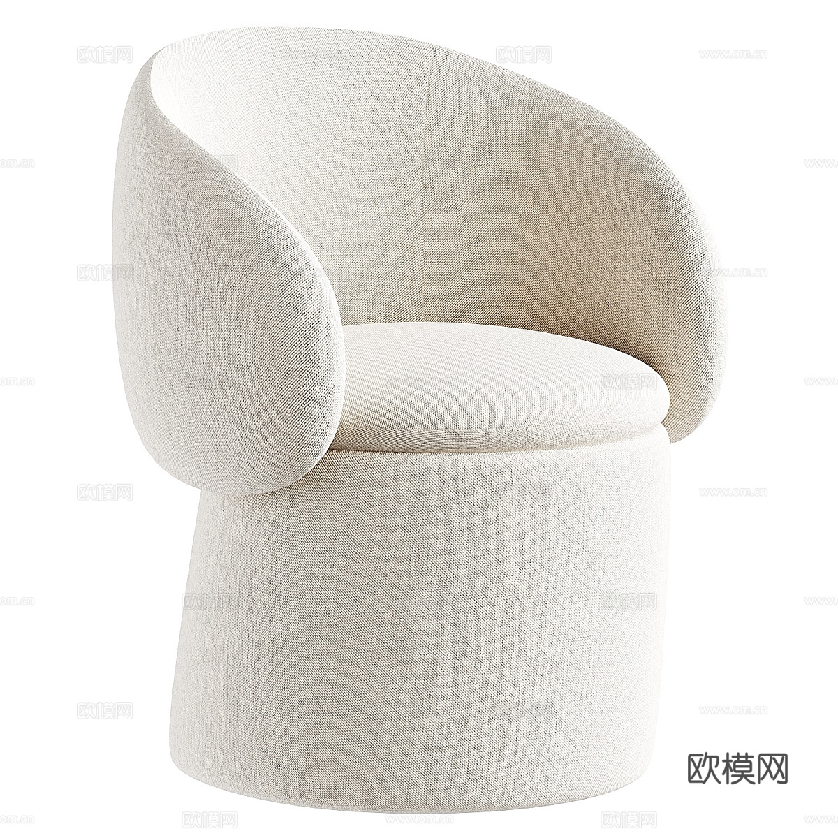 现代意式奶油风布艺餐椅3d模型