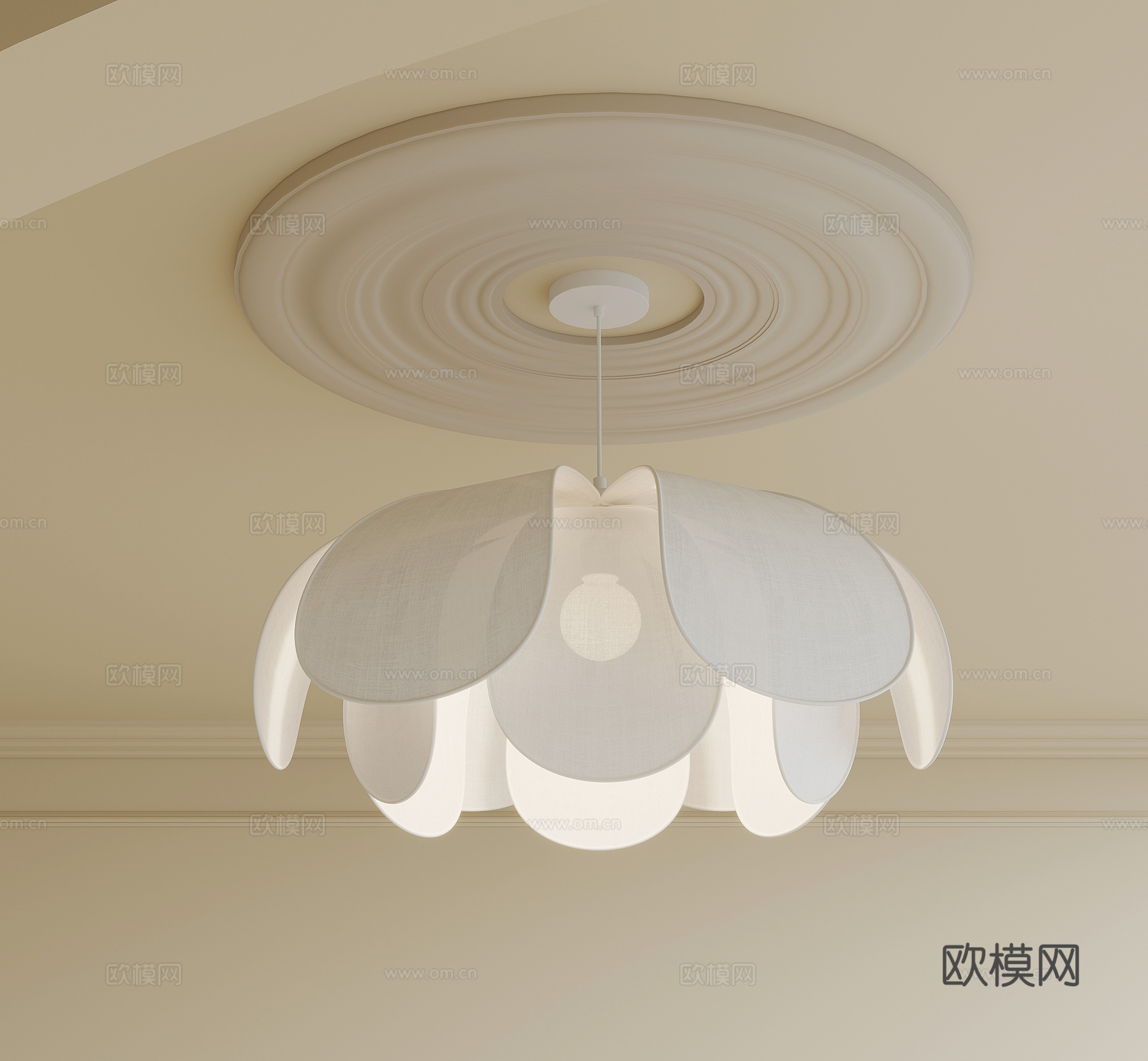 吊灯 现代奶油风吊灯3d模型