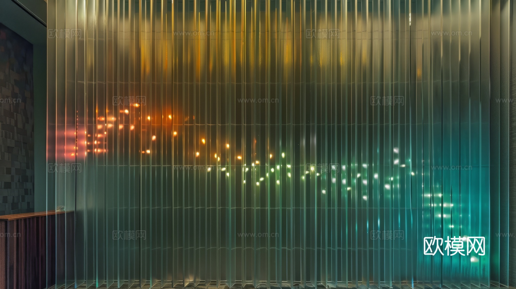 夹丝艺术玻璃幕墙隔断下载（渲染图4）