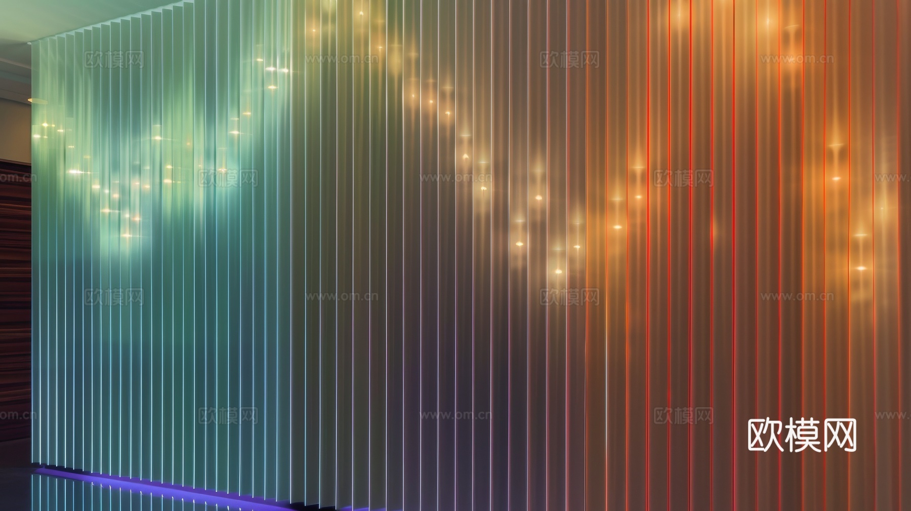 夹丝艺术玻璃幕墙隔断下载（渲染图2）