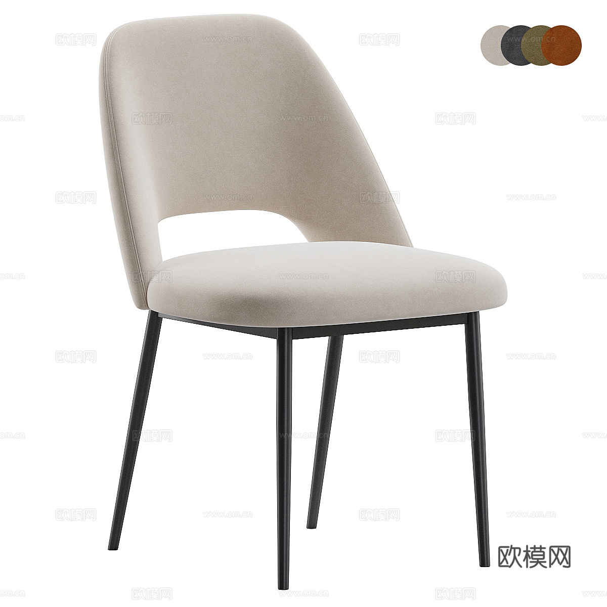 现代奶油风 Belmont 布艺餐椅3d模型