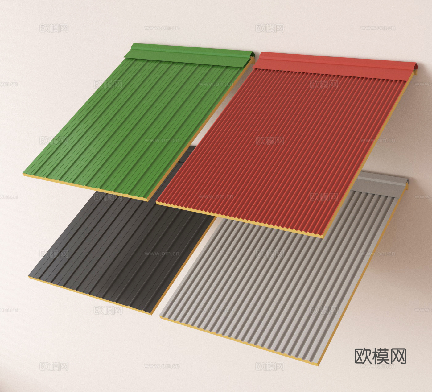 彩钢瓦 铁皮瓦 铁板瓦 波浪瓦su模型