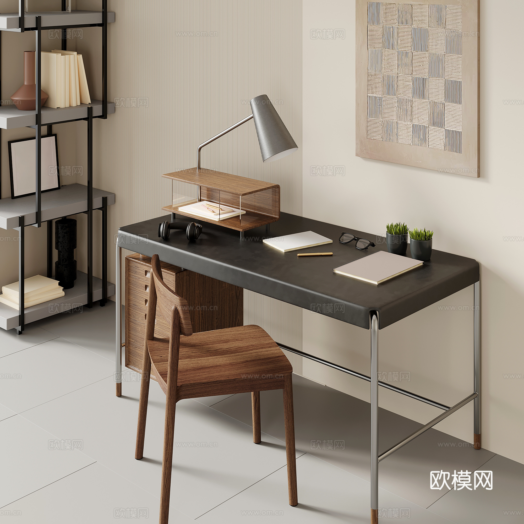 书桌 中古风 书桌椅 电脑桌3d模型
