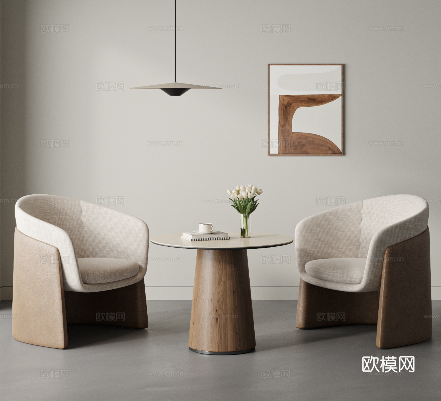 现代休闲桌椅组合 洽谈桌椅 休闲区 沙发椅 小圆桌3d模型
