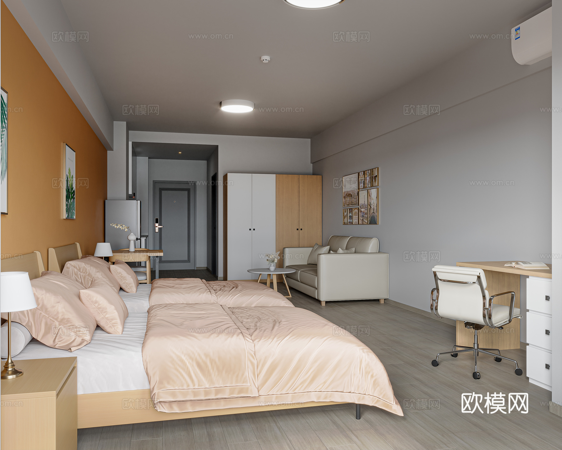 现代酒店公寓客房3d模型
