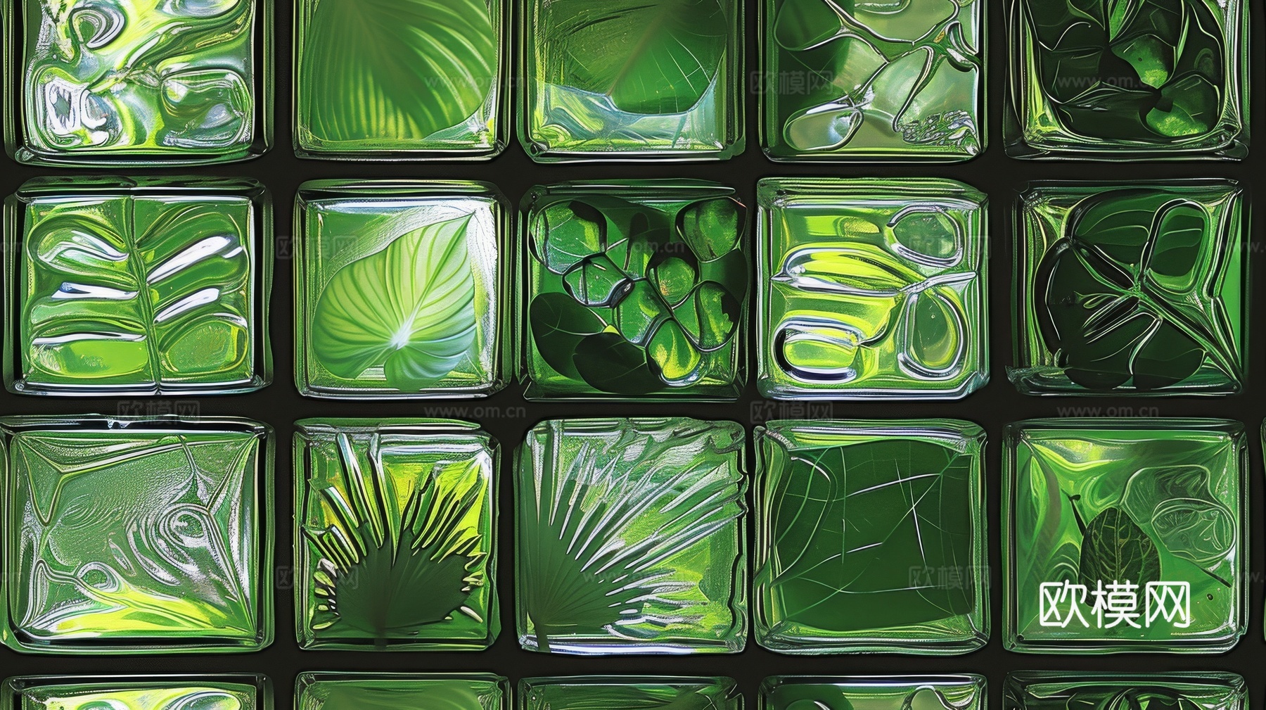 夹丝磨砂玻璃幕墙植物隔断下载（渲染图2）