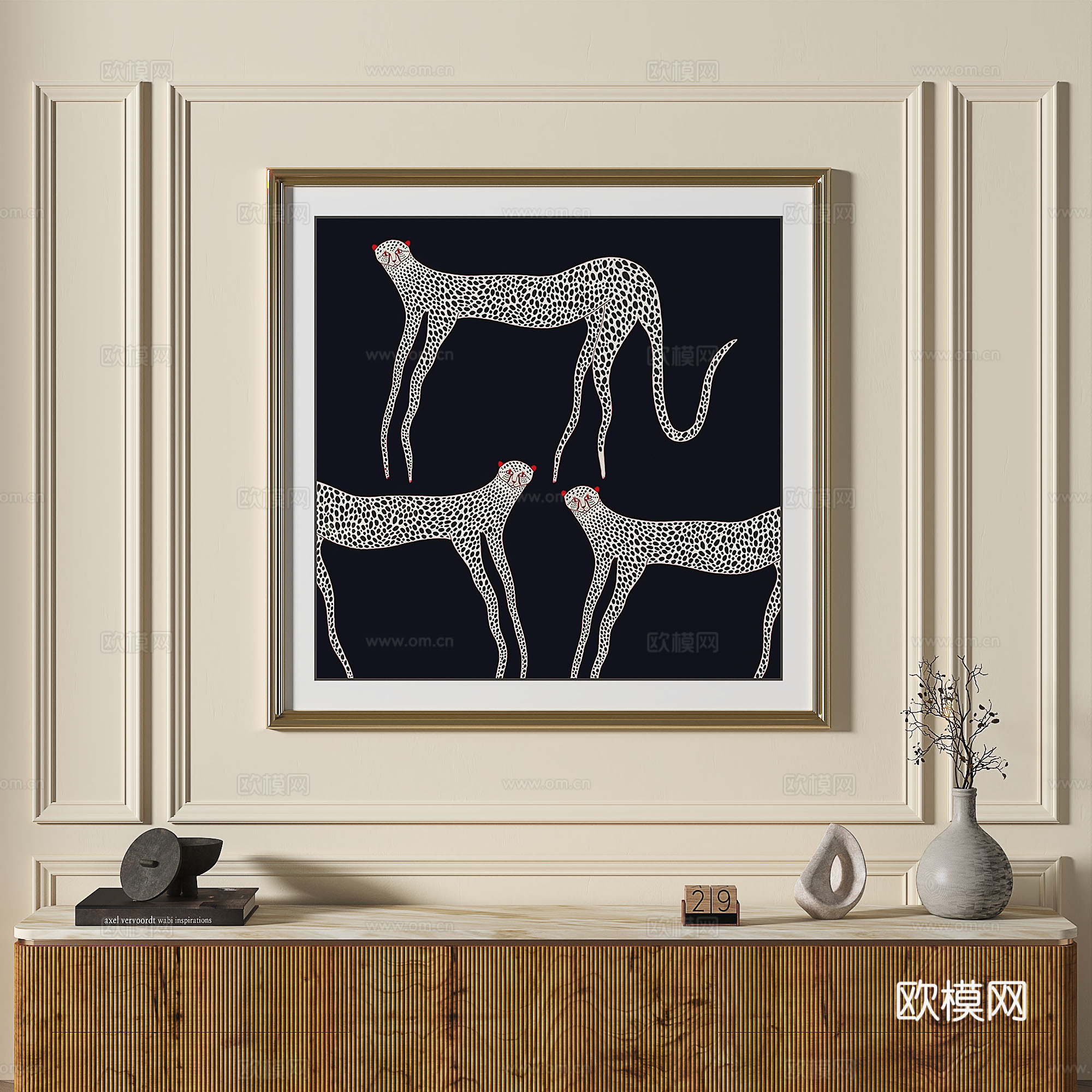 现代，法式，复古，简约，抽象，轻奢，装饰画3d模型