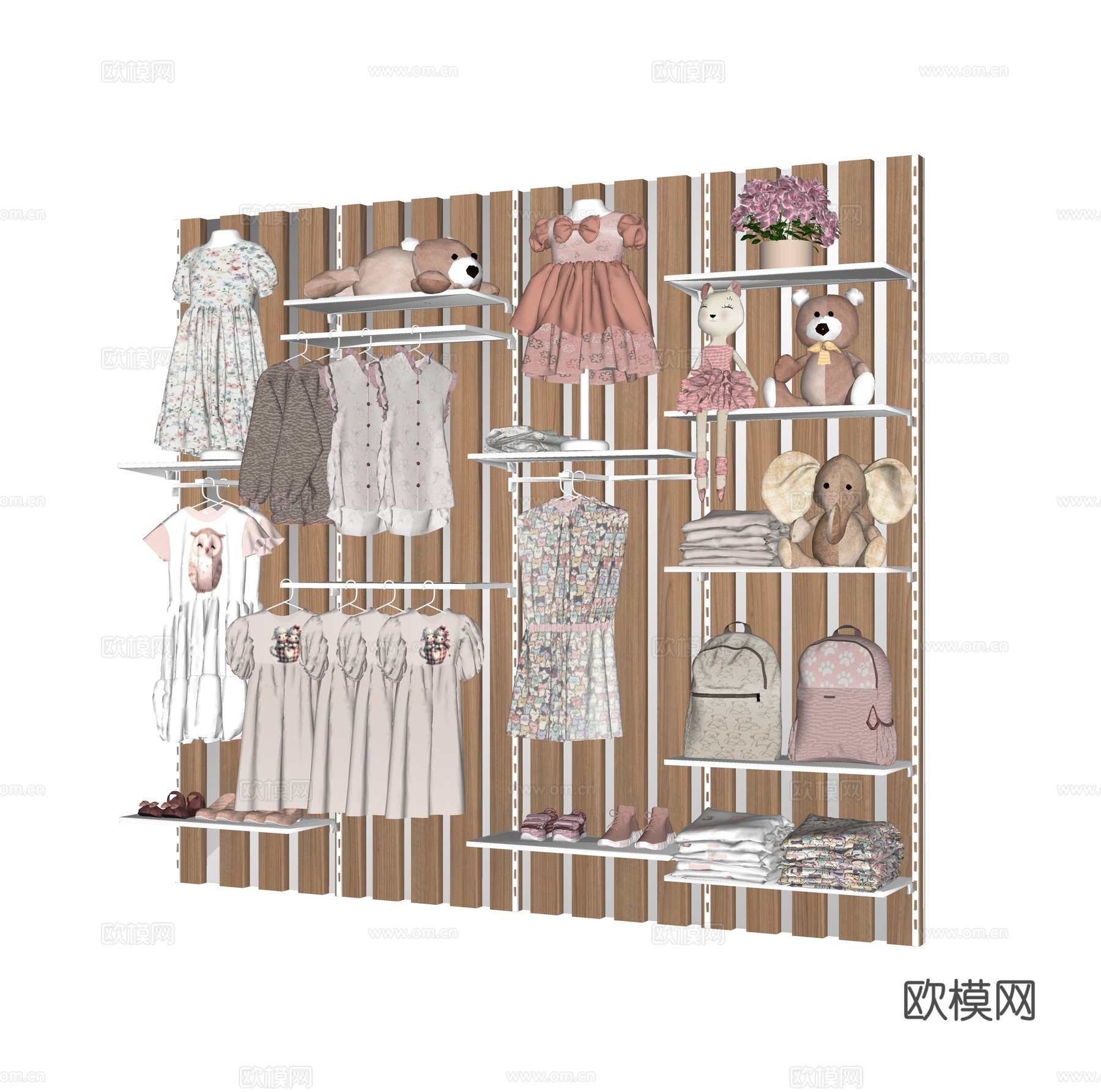 现代儿童衣服 儿童衣柜su模型