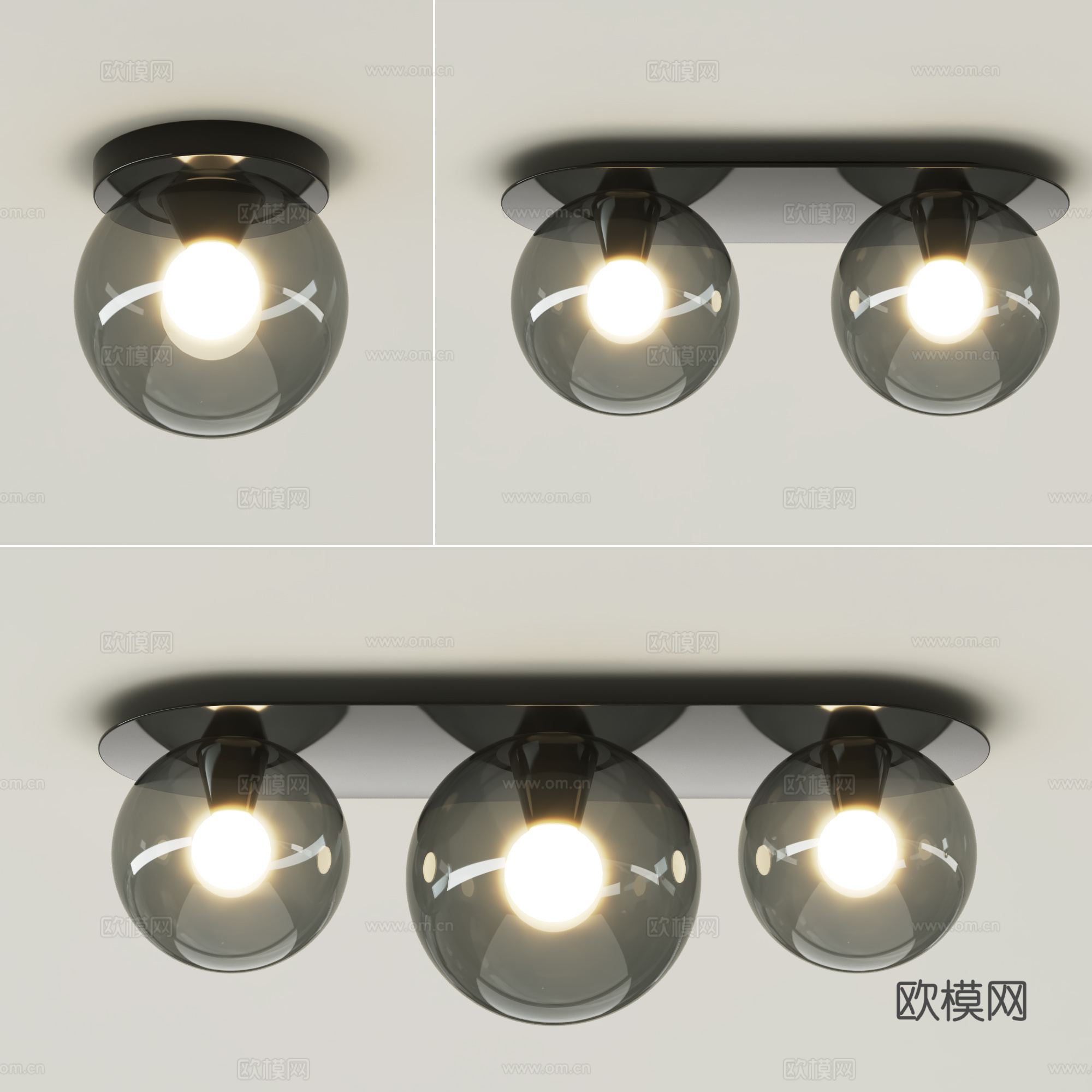 意式吸顶灯 轻奢吸顶灯 极简吸顶灯 现代吸顶灯3d模型